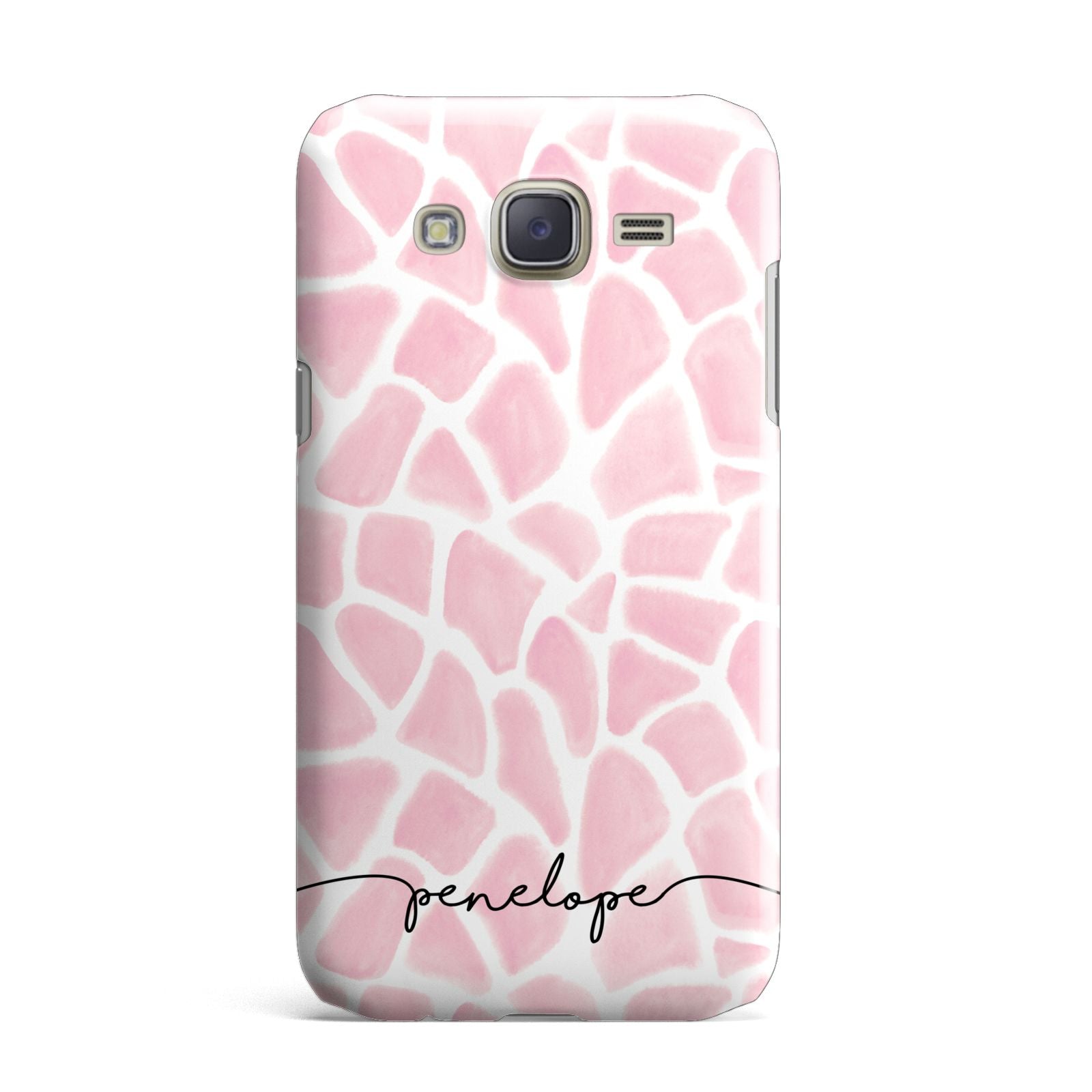 Personalised Pink Giraffe Print Samsung Galaxy J7 Case