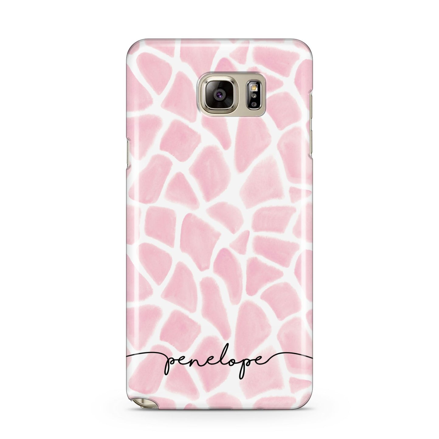 Personalised Pink Giraffe Print Samsung Galaxy Note 5 Case