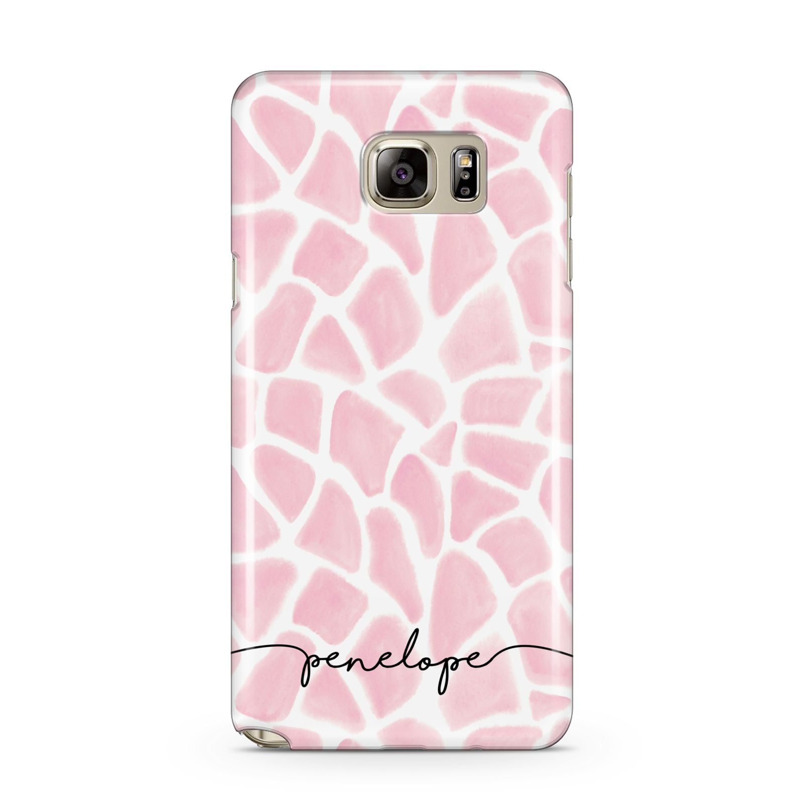 Personalised Pink Giraffe Print Samsung Galaxy Note 5 Case