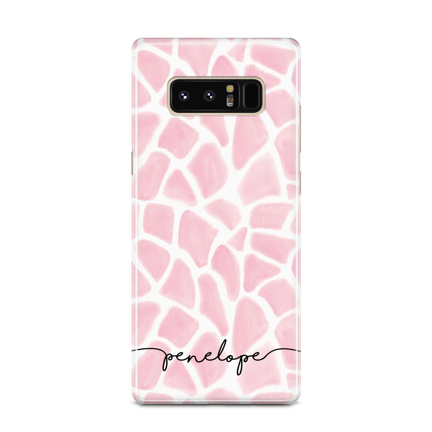 Personalised Pink Giraffe Print Samsung Galaxy Note 8 Case