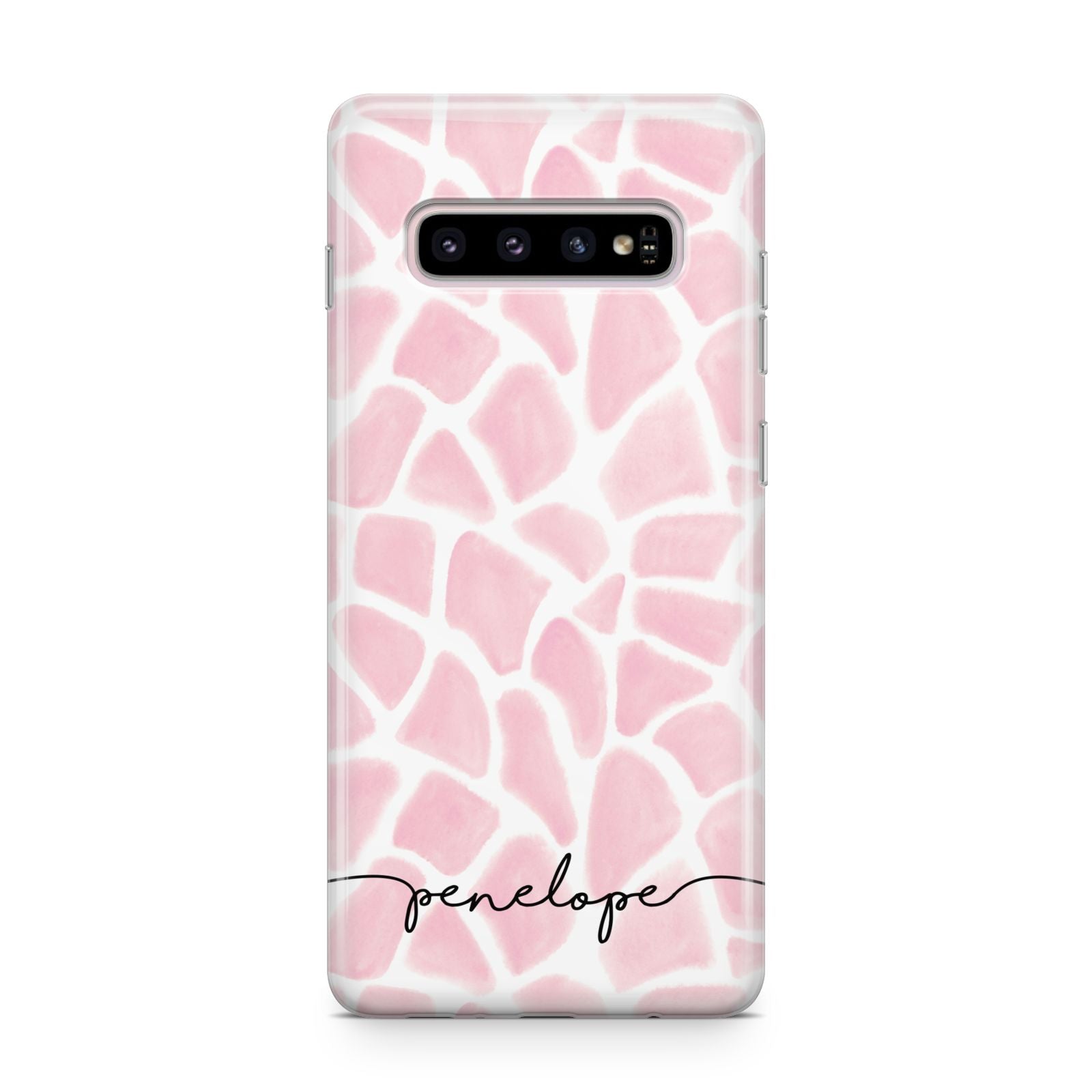 Personalised Pink Giraffe Print Samsung Galaxy S10 Plus Case