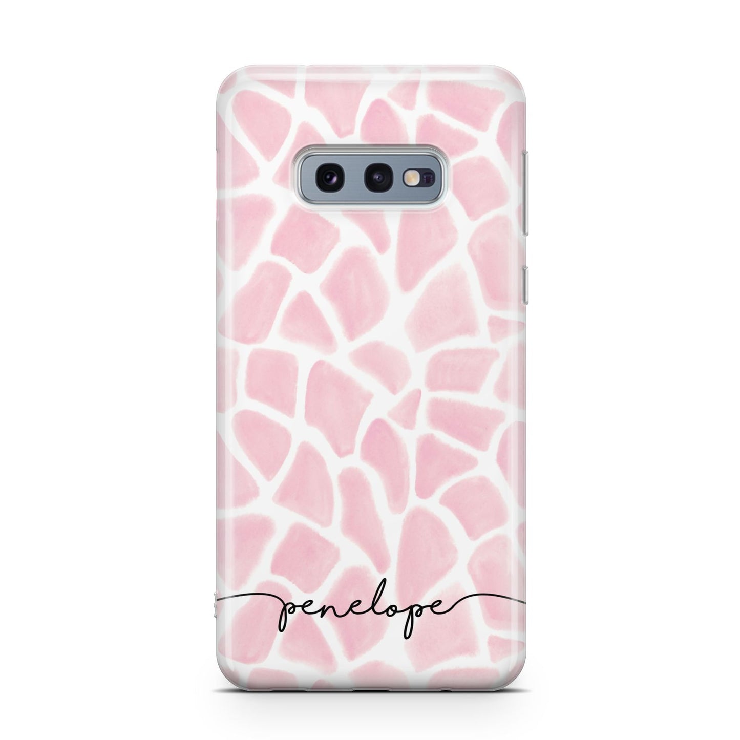 Personalised Pink Giraffe Print Samsung Galaxy S10E Case