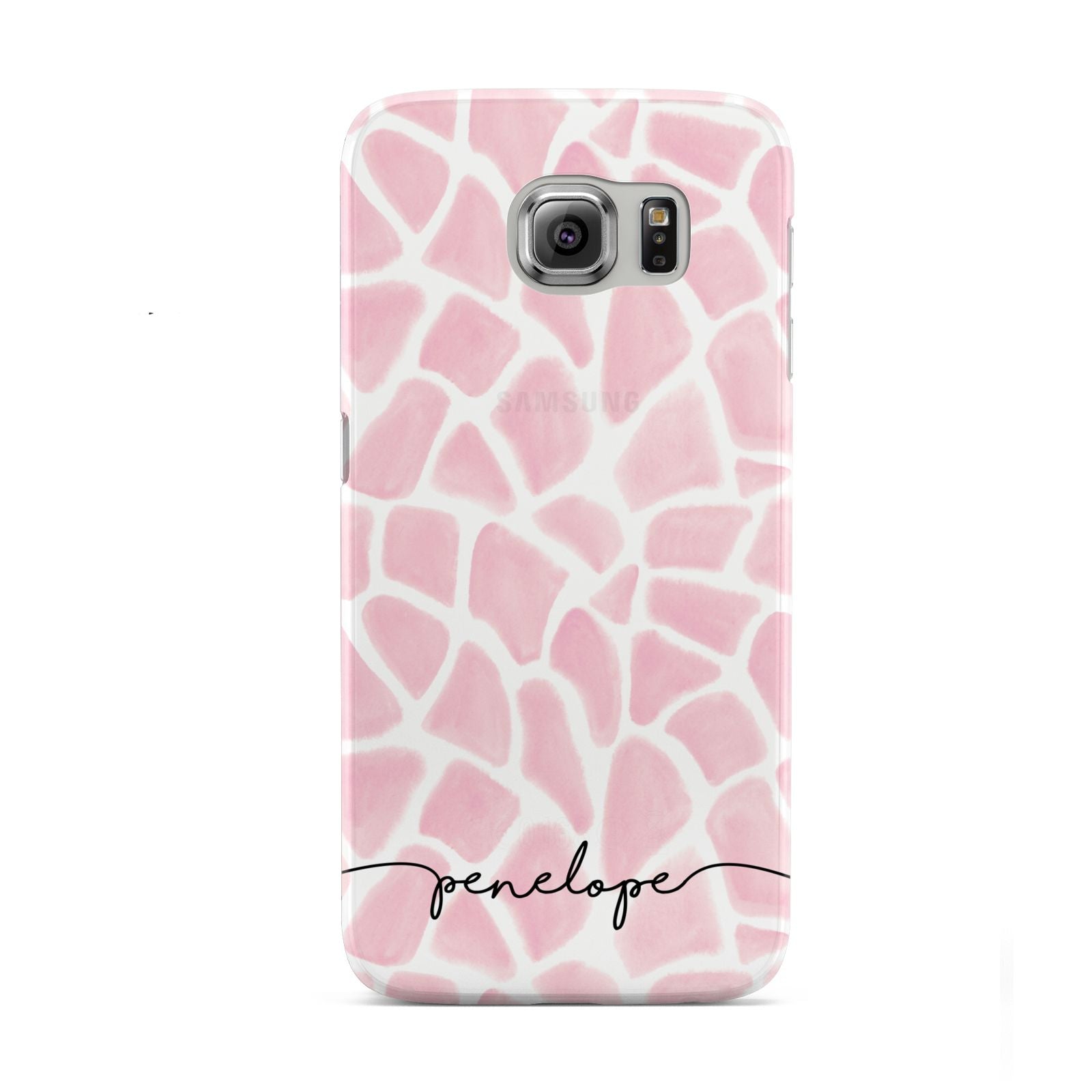 Personalised Pink Giraffe Print Samsung Galaxy S6 Case