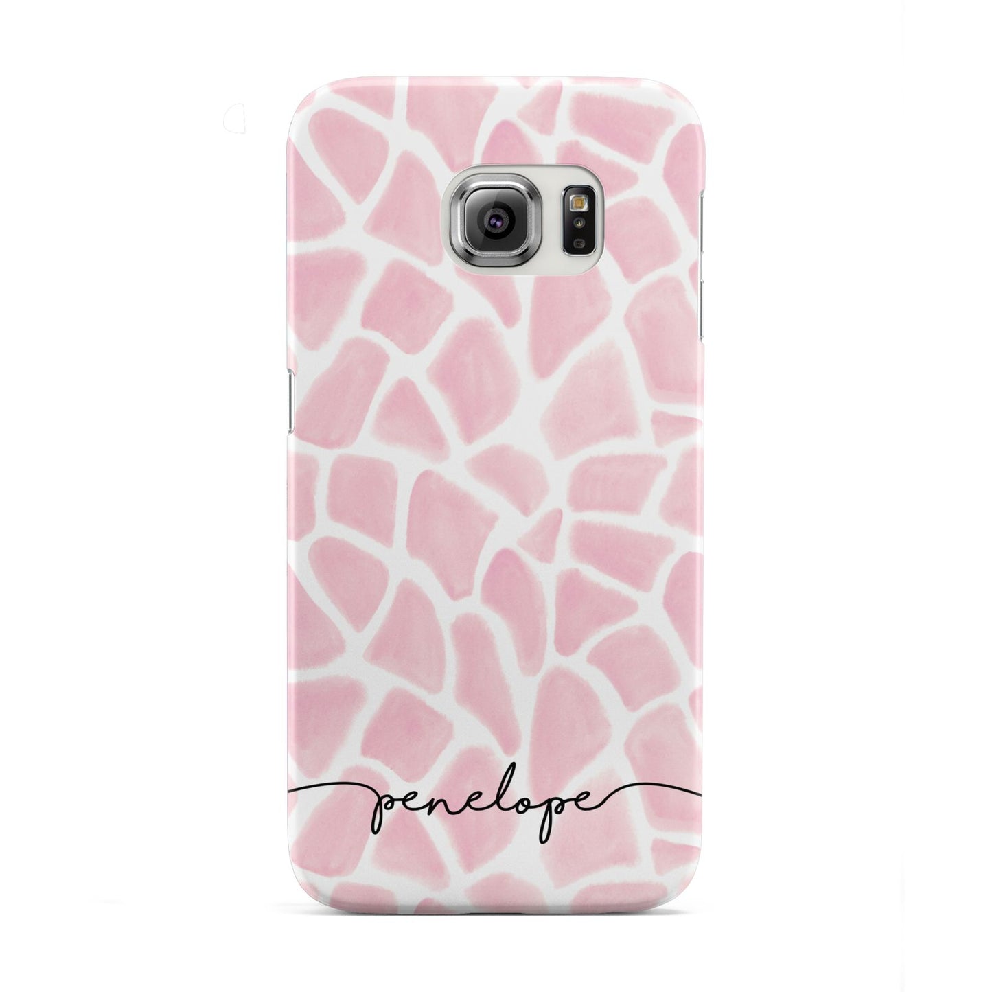 Personalised Pink Giraffe Print Samsung Galaxy S6 Edge Case