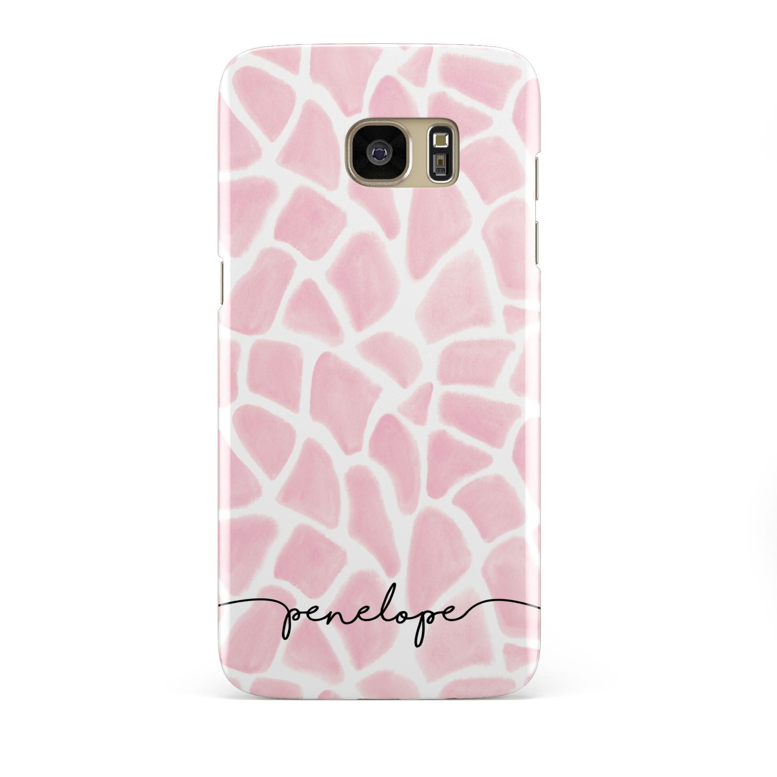 Personalised Pink Giraffe Print Samsung Galaxy S7 Edge Case