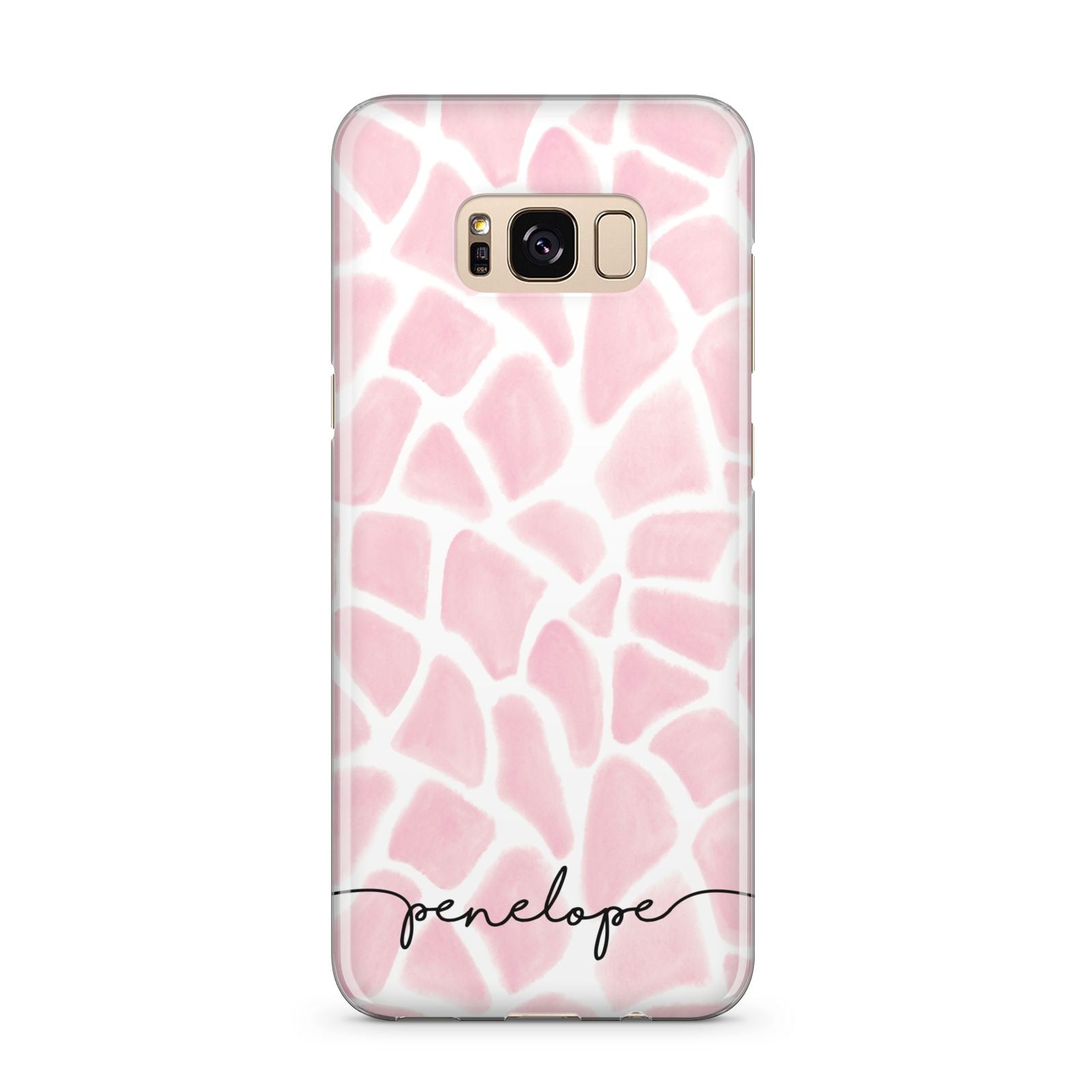 Personalised Pink Giraffe Print Samsung Galaxy S8 Plus Case