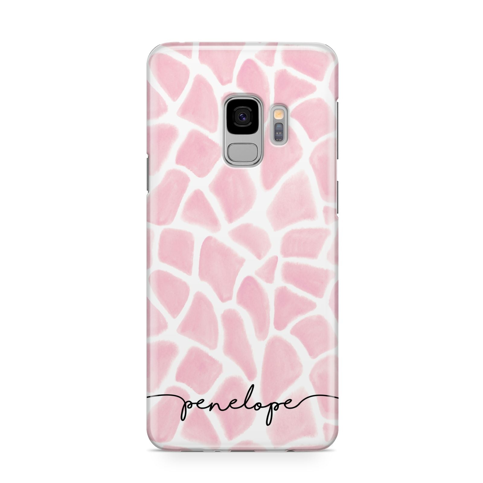 Personalised Pink Giraffe Print Samsung Galaxy S9 Case