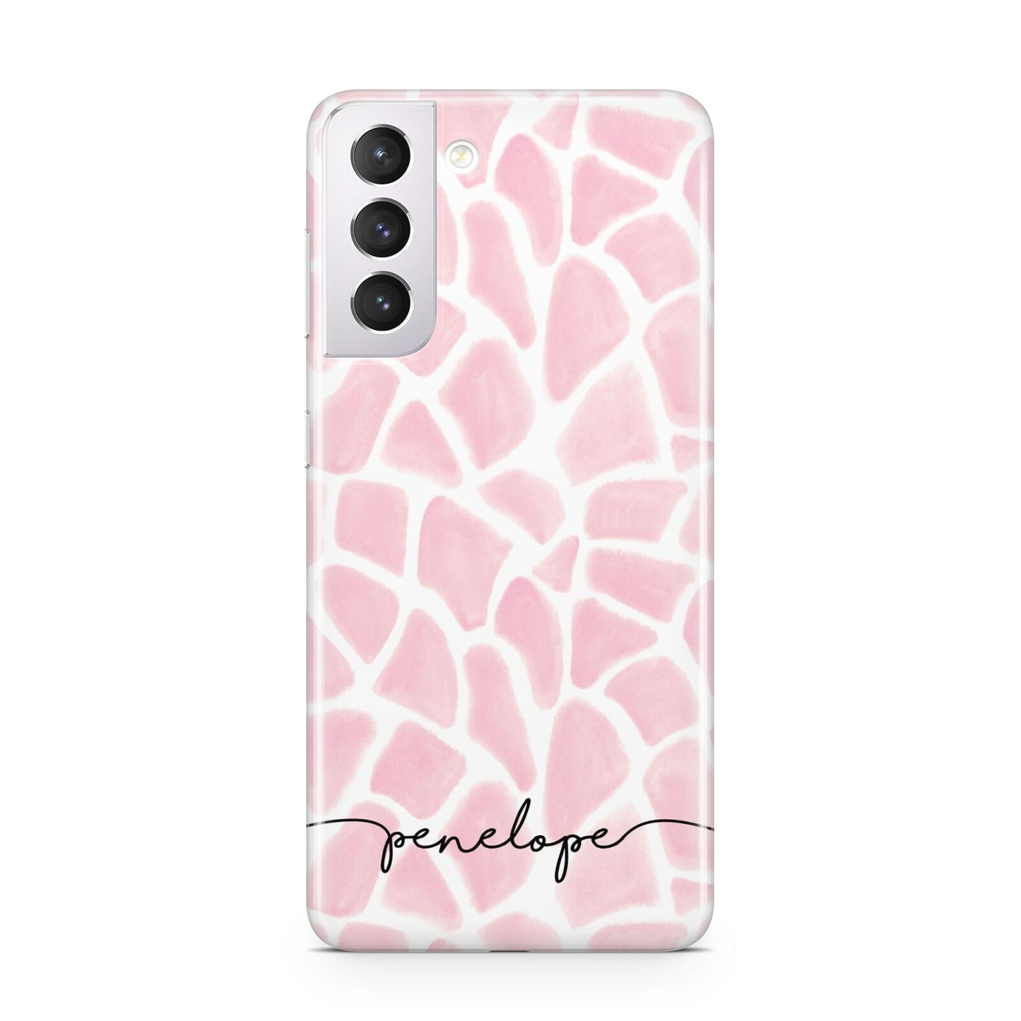 Personalised Pink Giraffe Print Samsung S21 Case