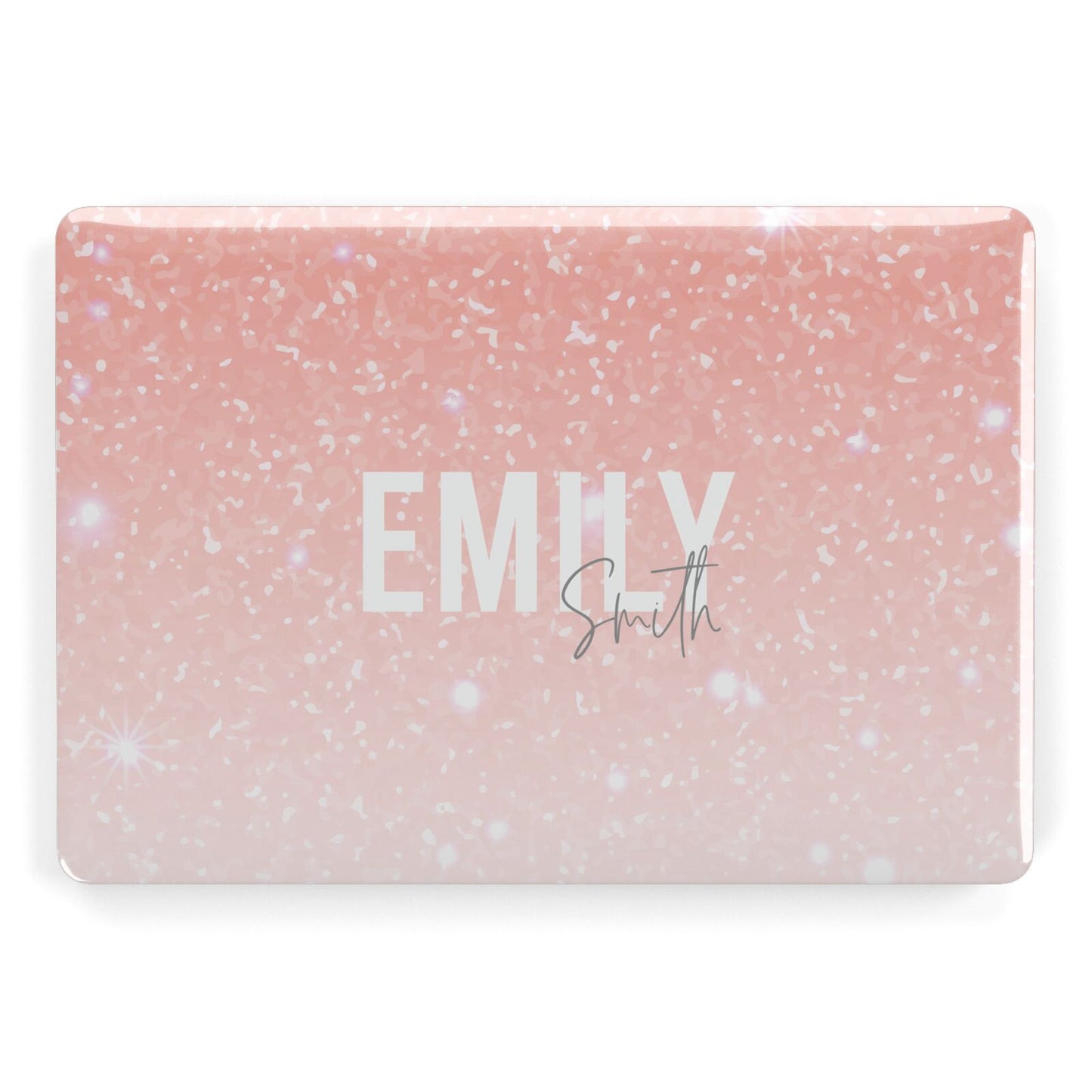 Personalised Pink Glitter Fade Text Apple MacBook Case