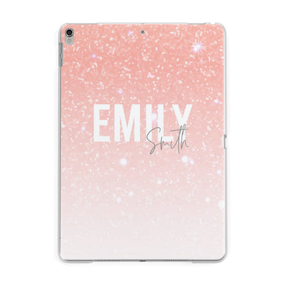 Personalised Pink Glitter Fade Text Apple iPad Silver Case