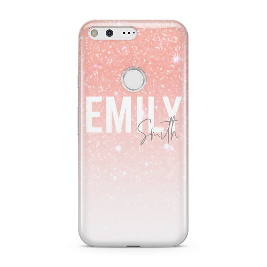 Personalised Pink Glitter Fade Text Google Pixel Case