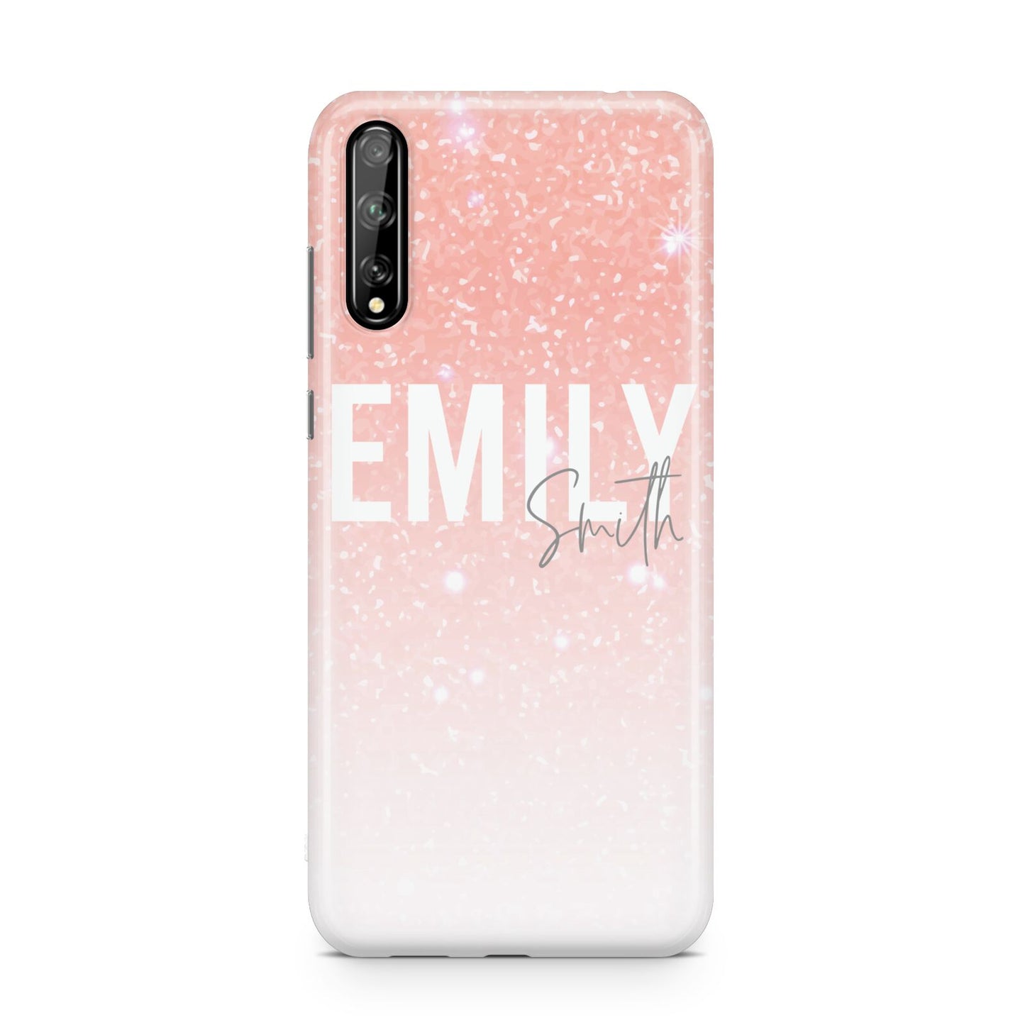 Personalised Pink Glitter Fade Text Huawei Enjoy 10s Phone Case