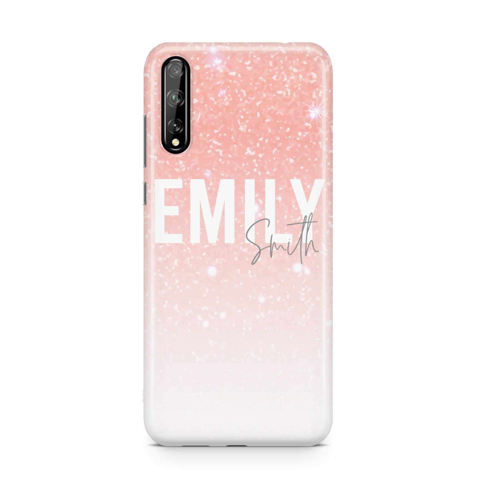 Personalised Pink Glitter Fade Text Huawei Enjoy 10s Phone Case