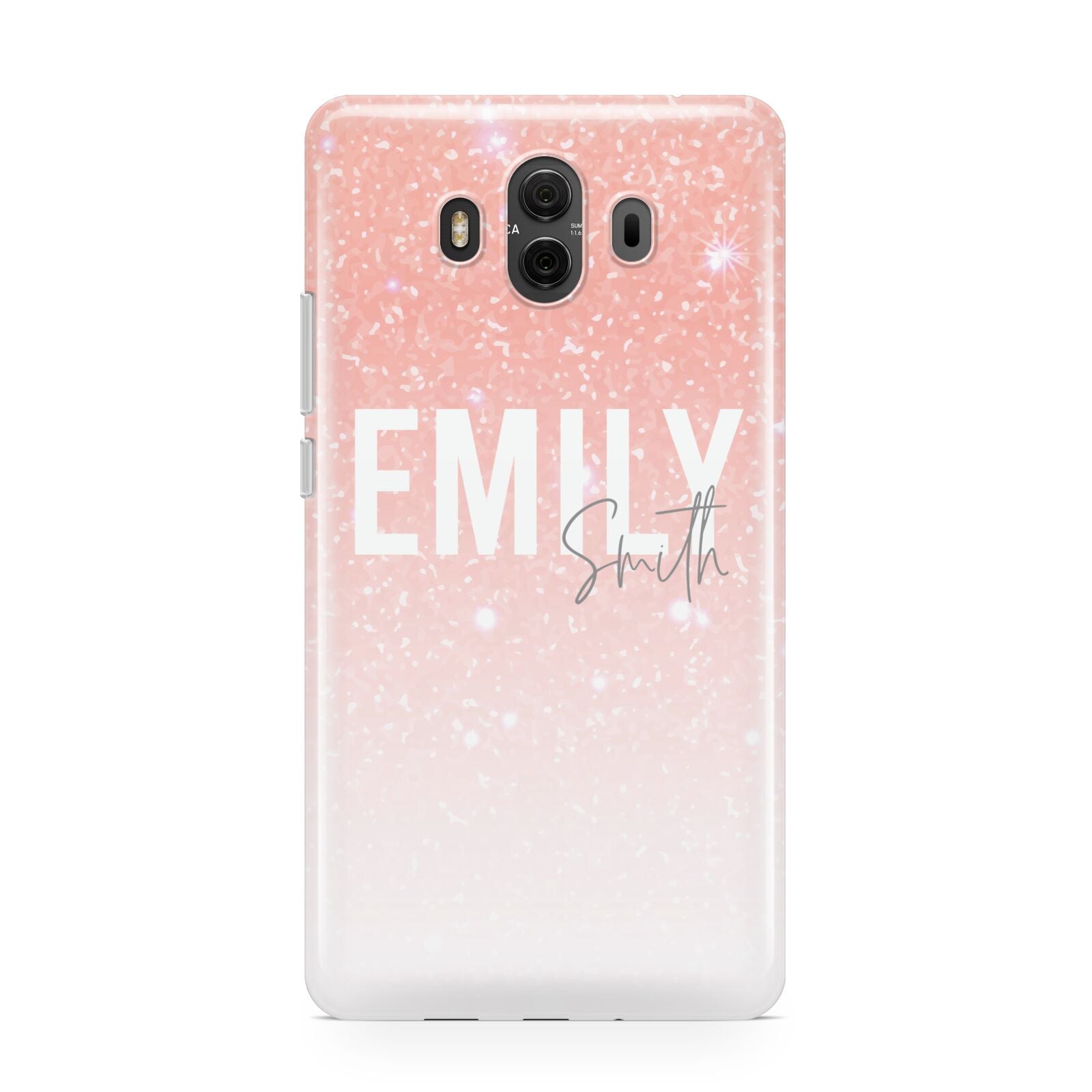 Personalised Pink Glitter Fade Text Huawei Mate 10 Protective Phone Case