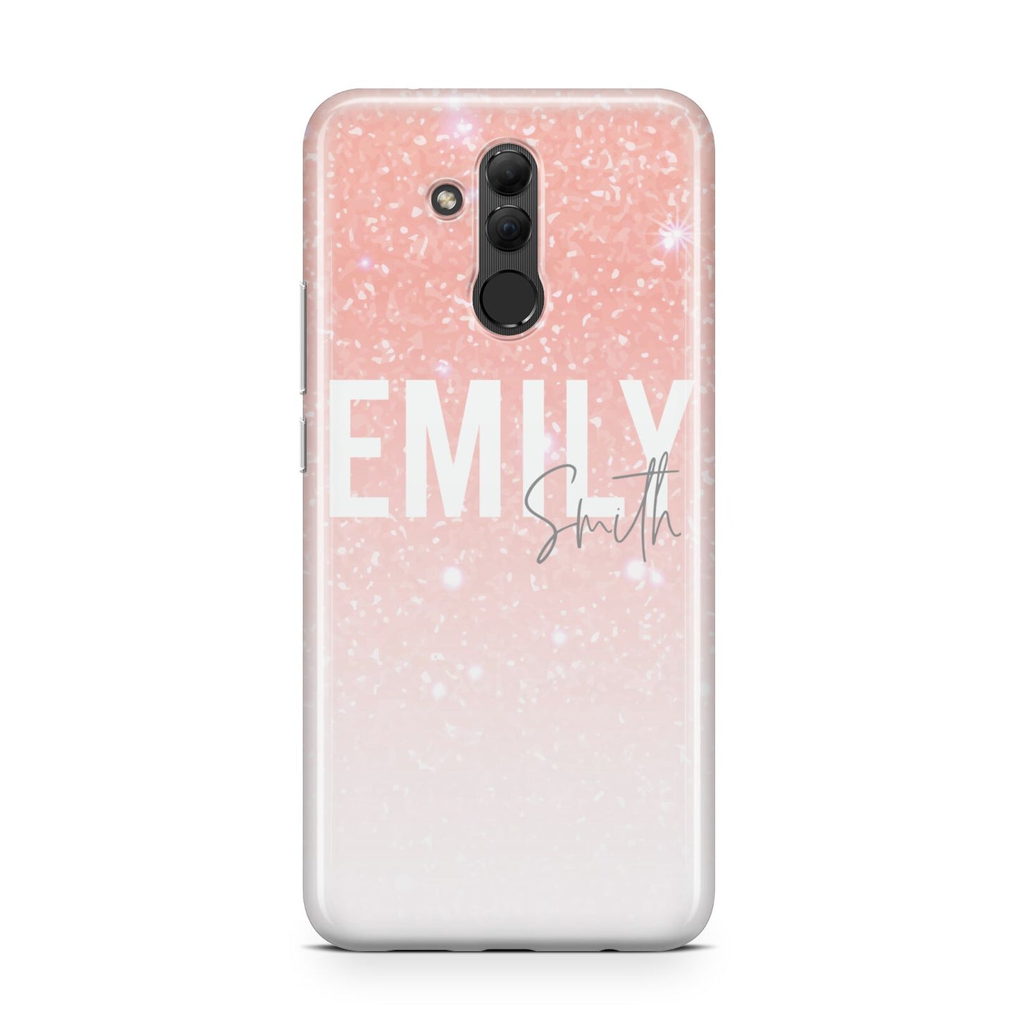 Personalised Pink Glitter Fade Text Huawei Mate 20 Lite