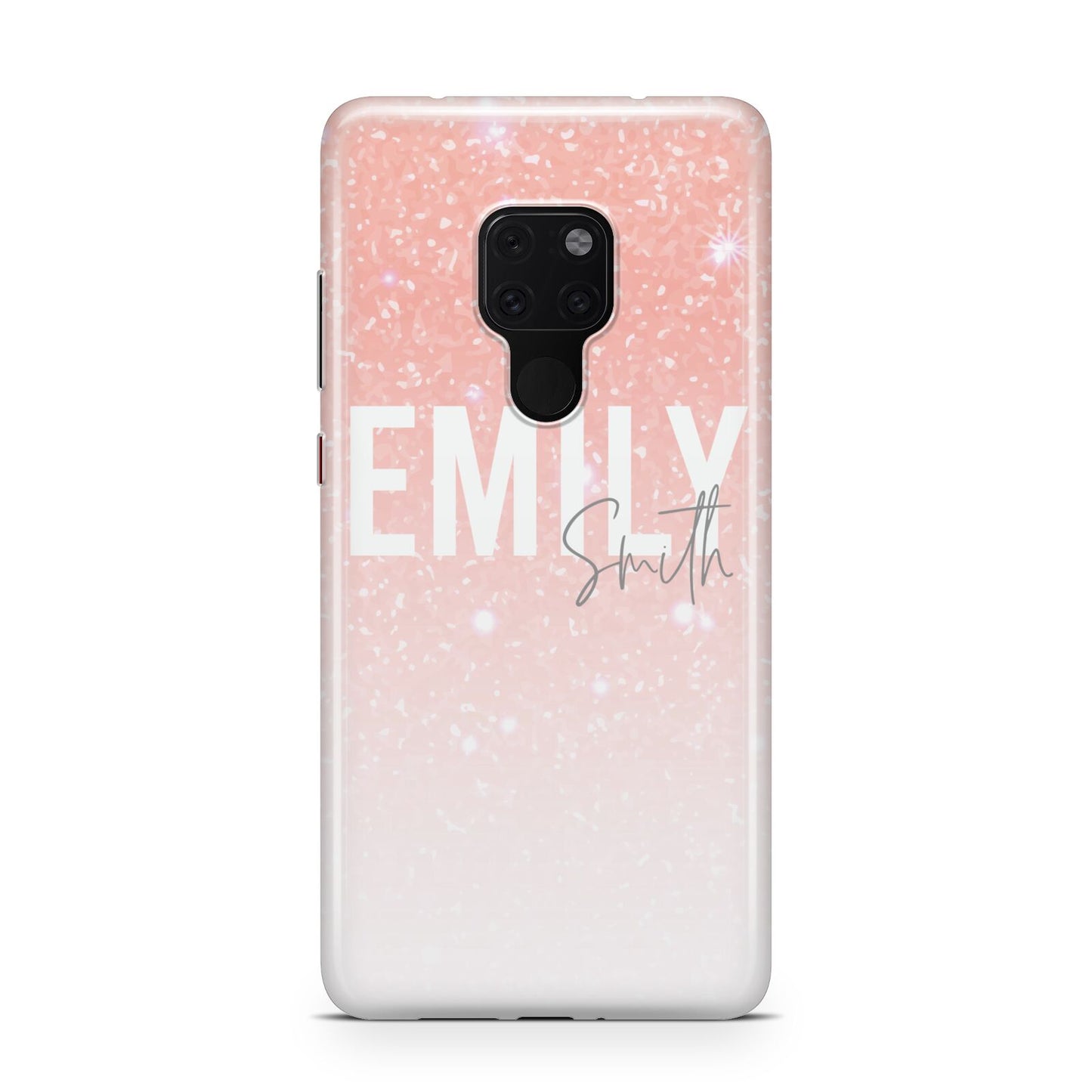 Personalised Pink Glitter Fade Text Huawei Mate 20 Phone Case