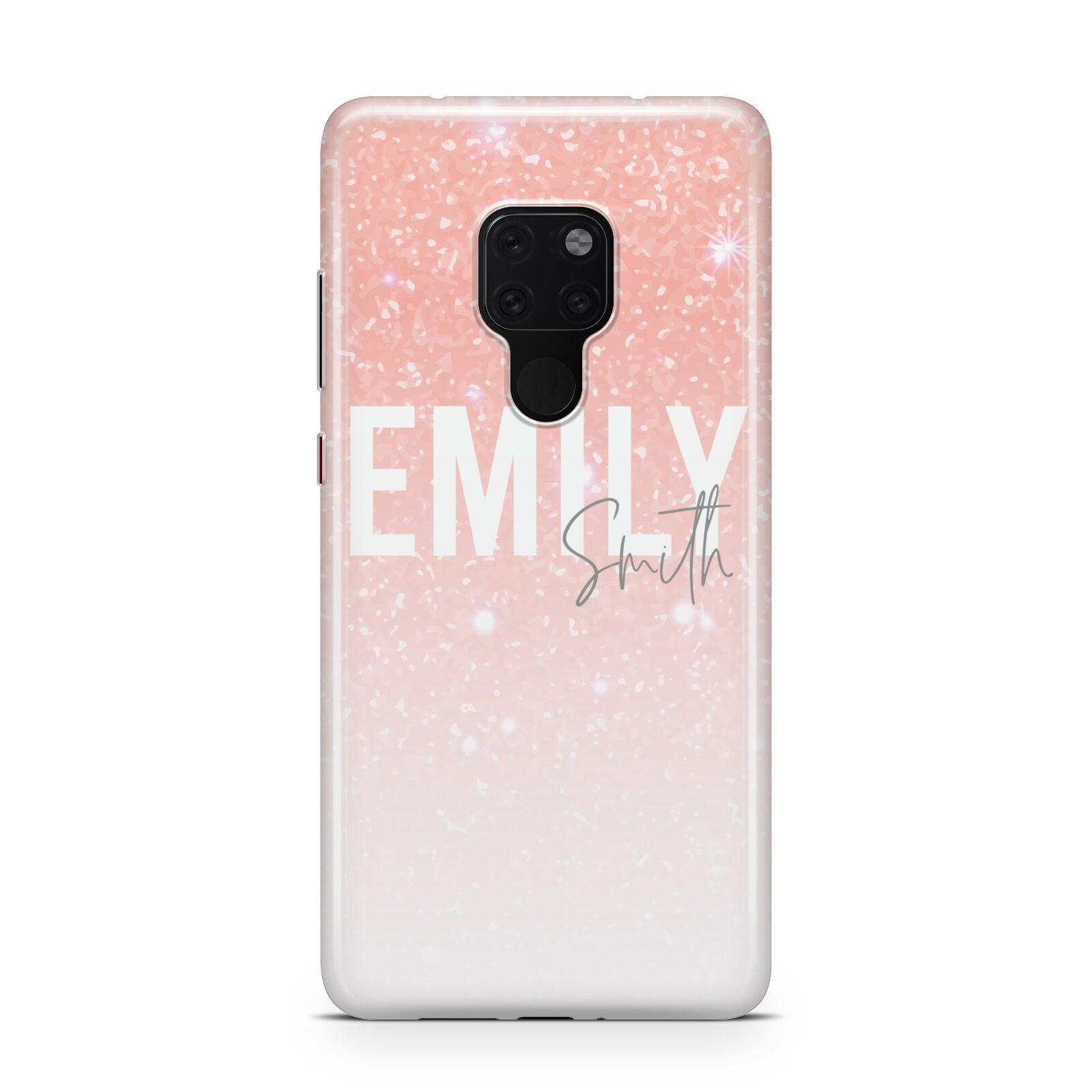 Personalised Pink Glitter Fade Text Huawei Mate 20 Phone Case