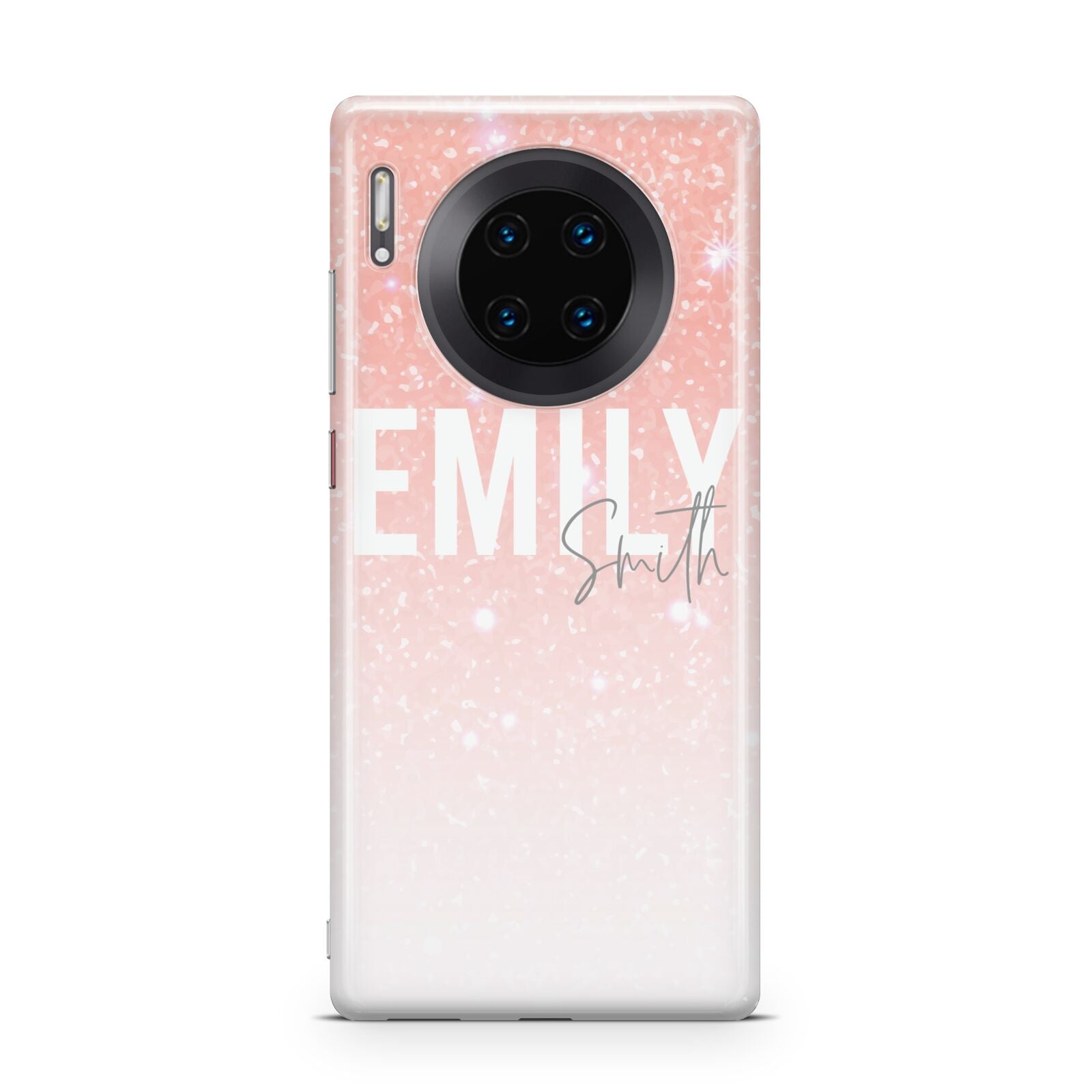 Personalised Pink Glitter Fade Text Huawei Mate 30 Pro Phone Case