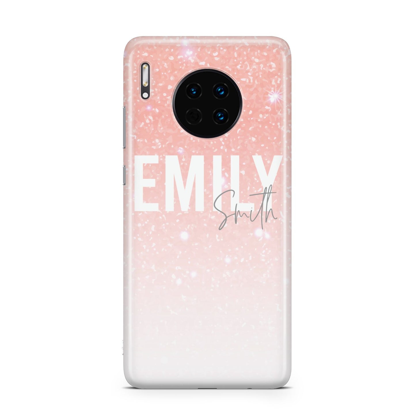 Personalised Pink Glitter Fade Text Huawei Mate 30