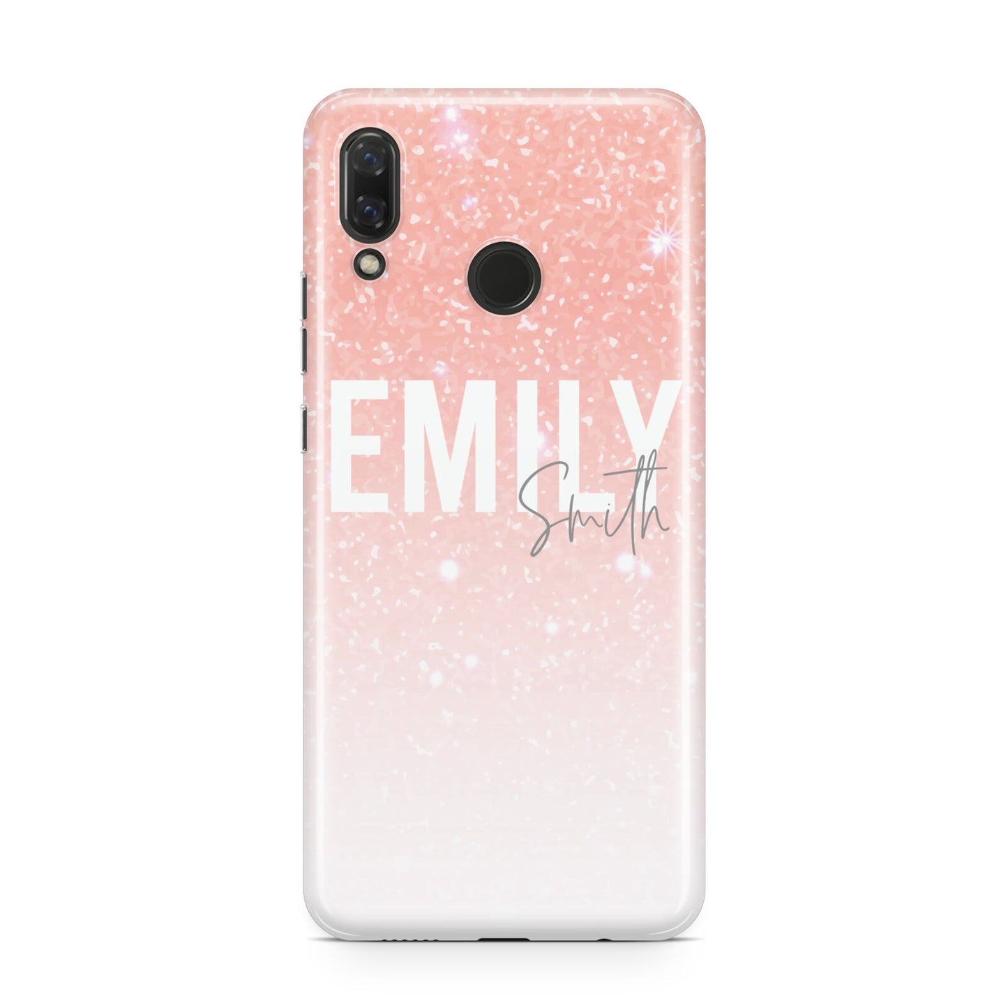 Personalised Pink Glitter Fade Text Huawei Nova 3 Phone Case