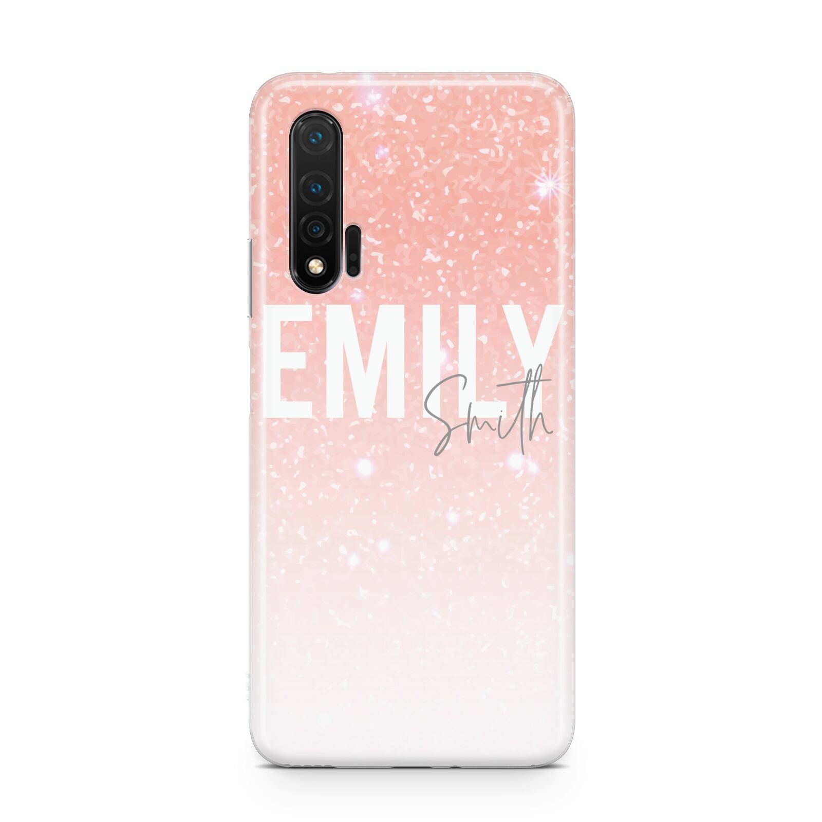 Personalised Pink Glitter Fade Text Huawei Nova 6 Phone Case