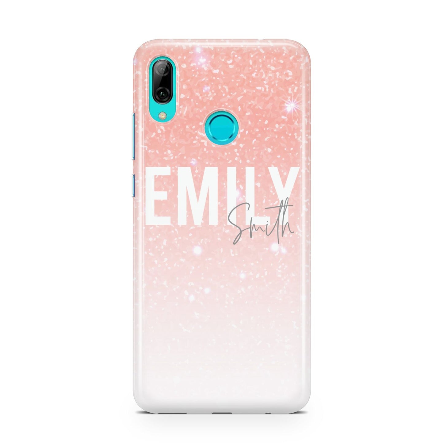 Personalised Pink Glitter Fade Text Huawei P Smart 2019 Case