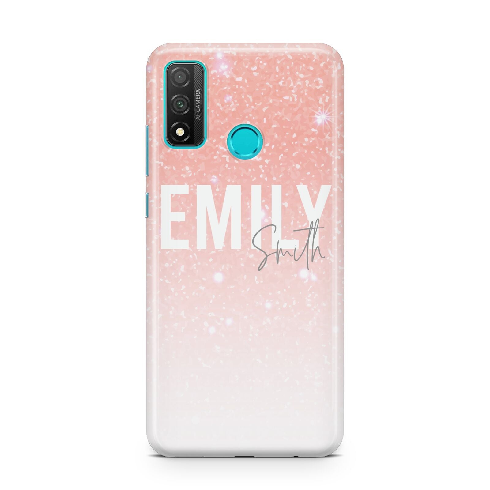 Personalised Pink Glitter Fade Text Huawei P Smart 2020