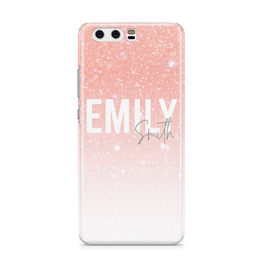 Personalised Pink Glitter Fade Text Huawei P10 Phone Case