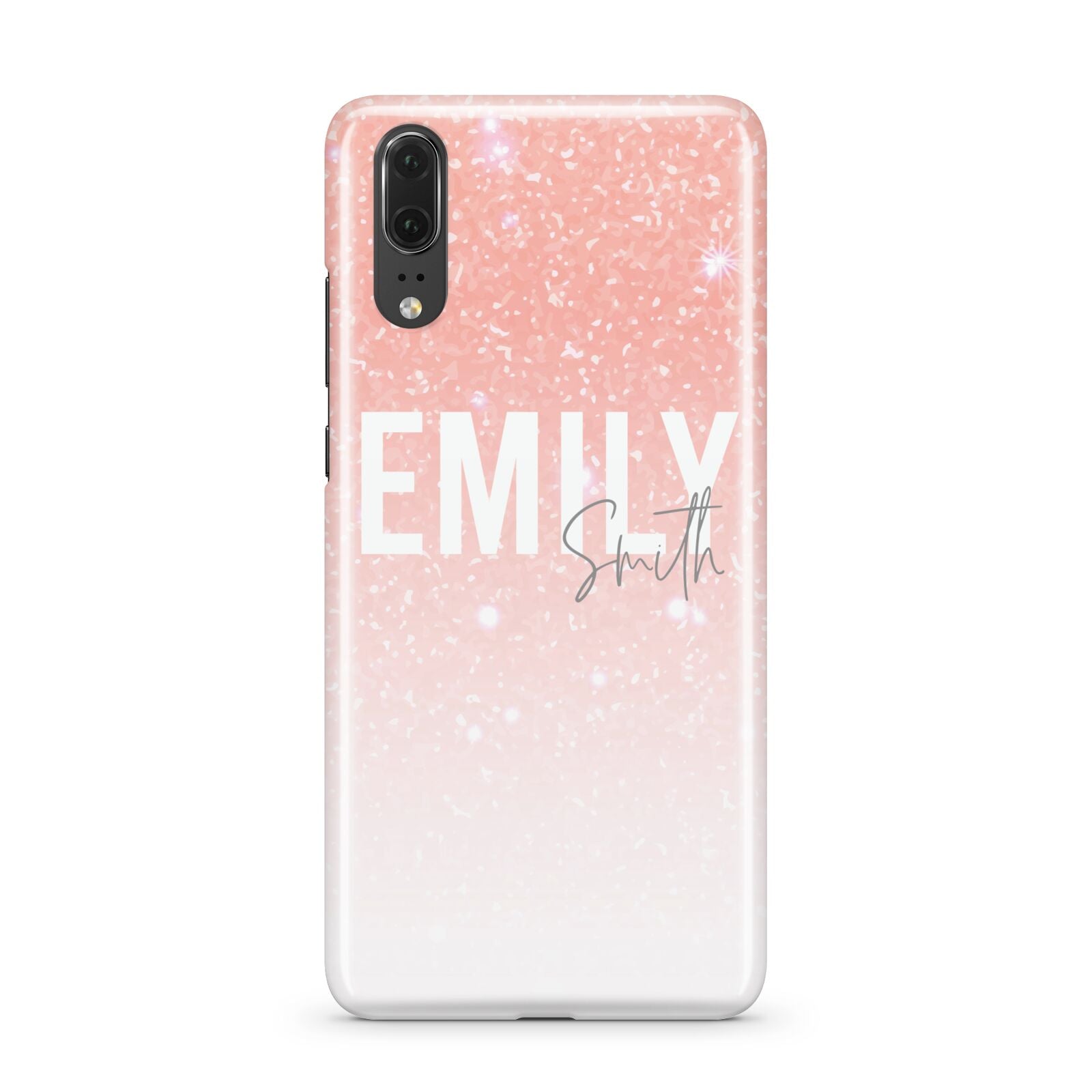 Personalised Pink Glitter Fade Text Huawei P20 Phone Case