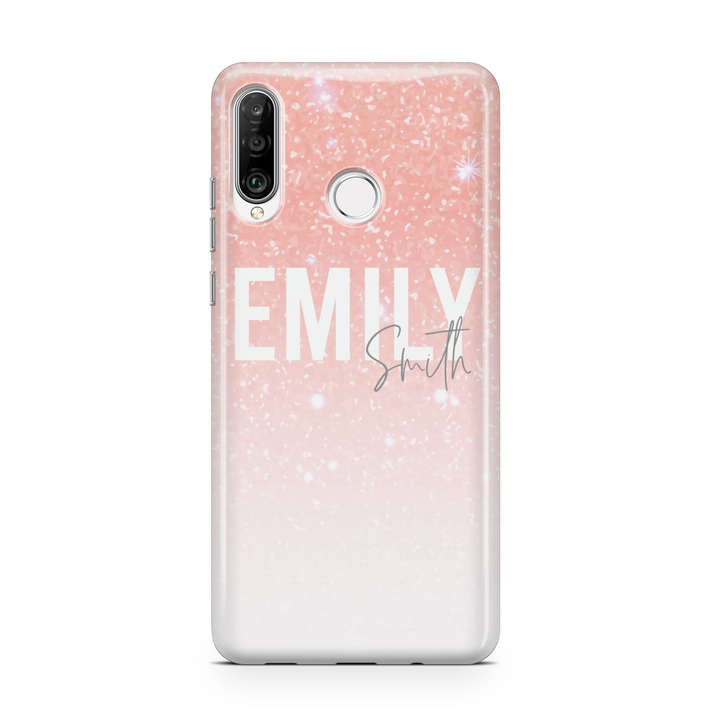 Personalised Pink Glitter Fade Text Huawei P30 Lite Phone Case