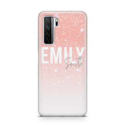 Personalised Pink Glitter Fade Text Huawei P40 Lite 5G Phone Case