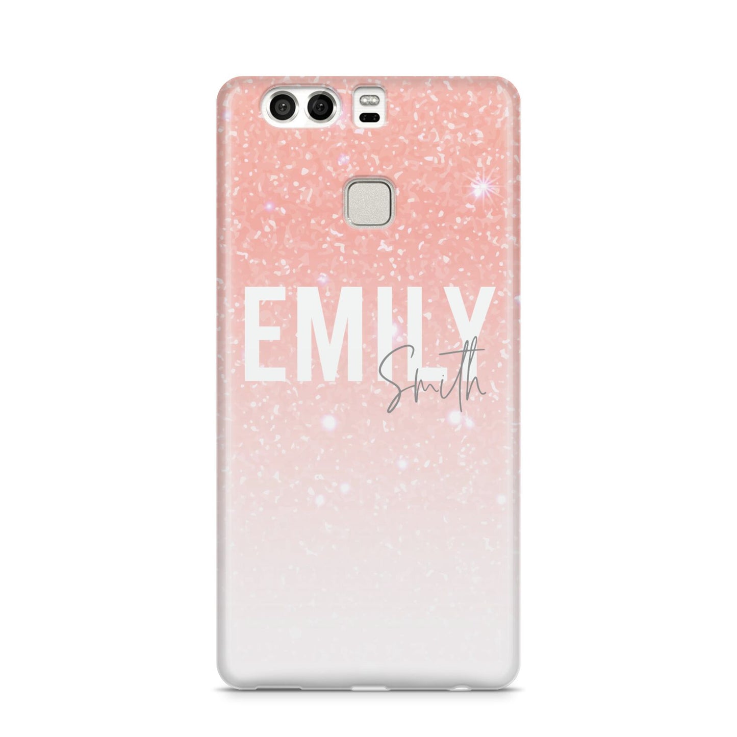 Personalised Pink Glitter Fade Text Huawei P9 Case