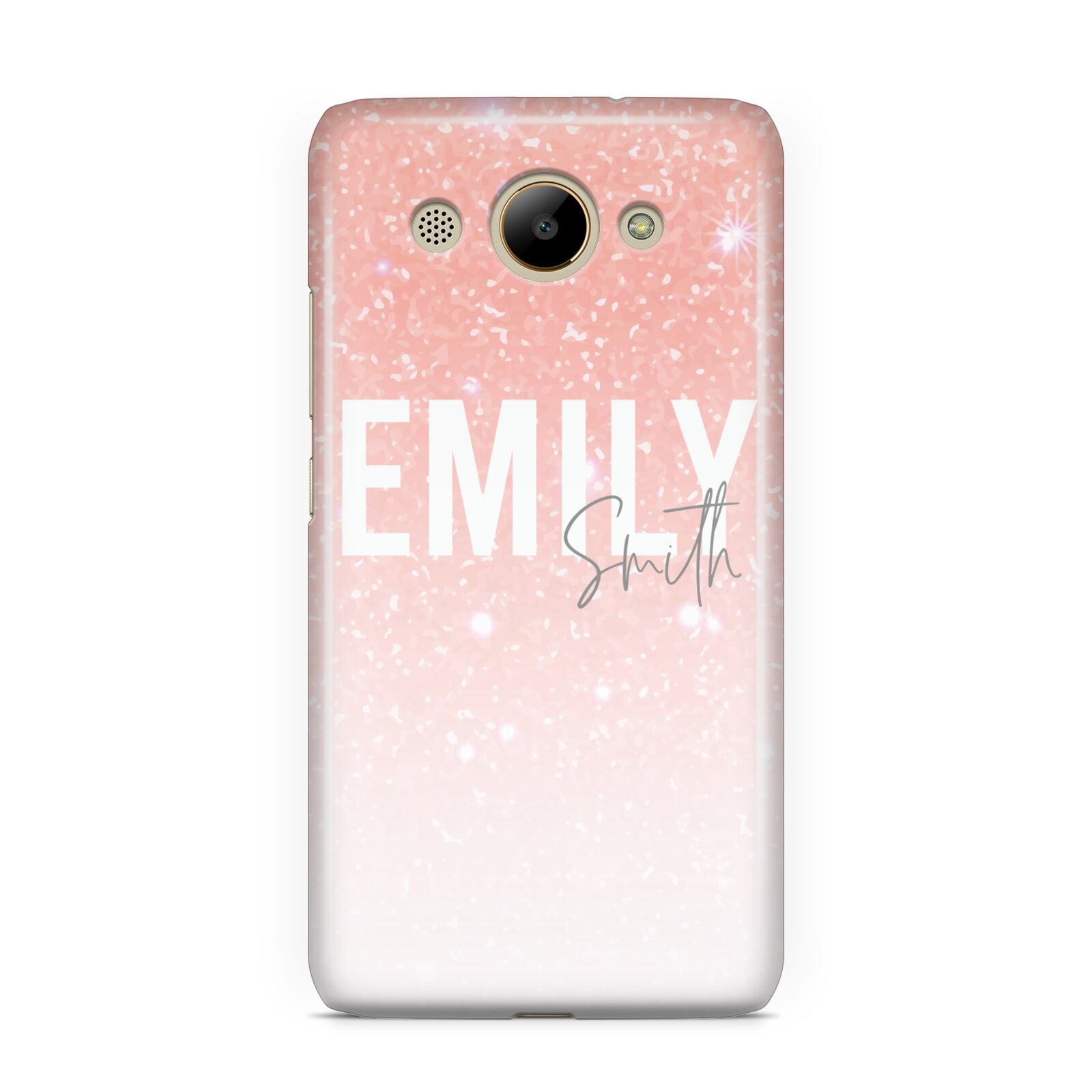 Personalised Pink Glitter Fade Text Huawei Y3 2017