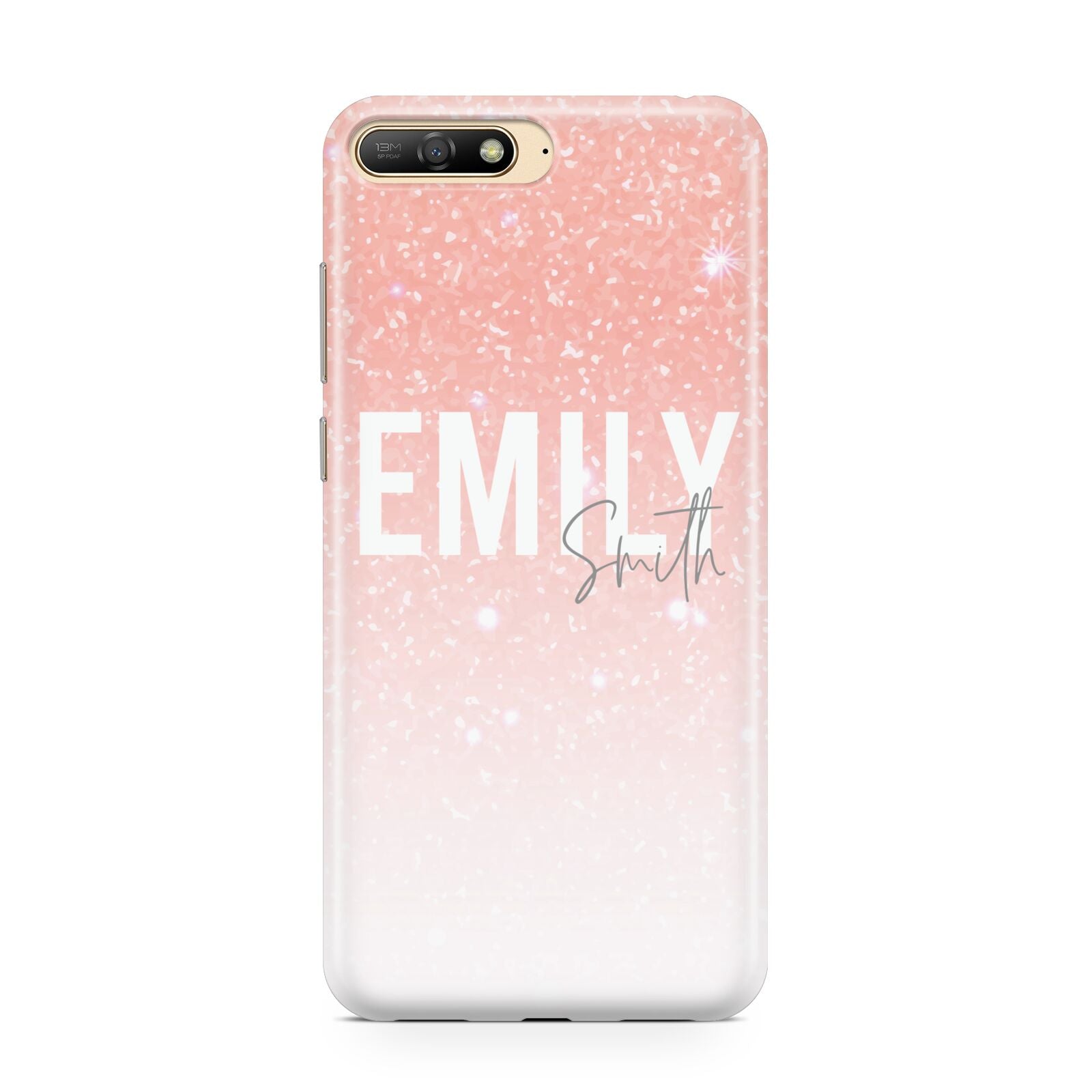 Personalised Pink Glitter Fade Text Huawei Y6 2018