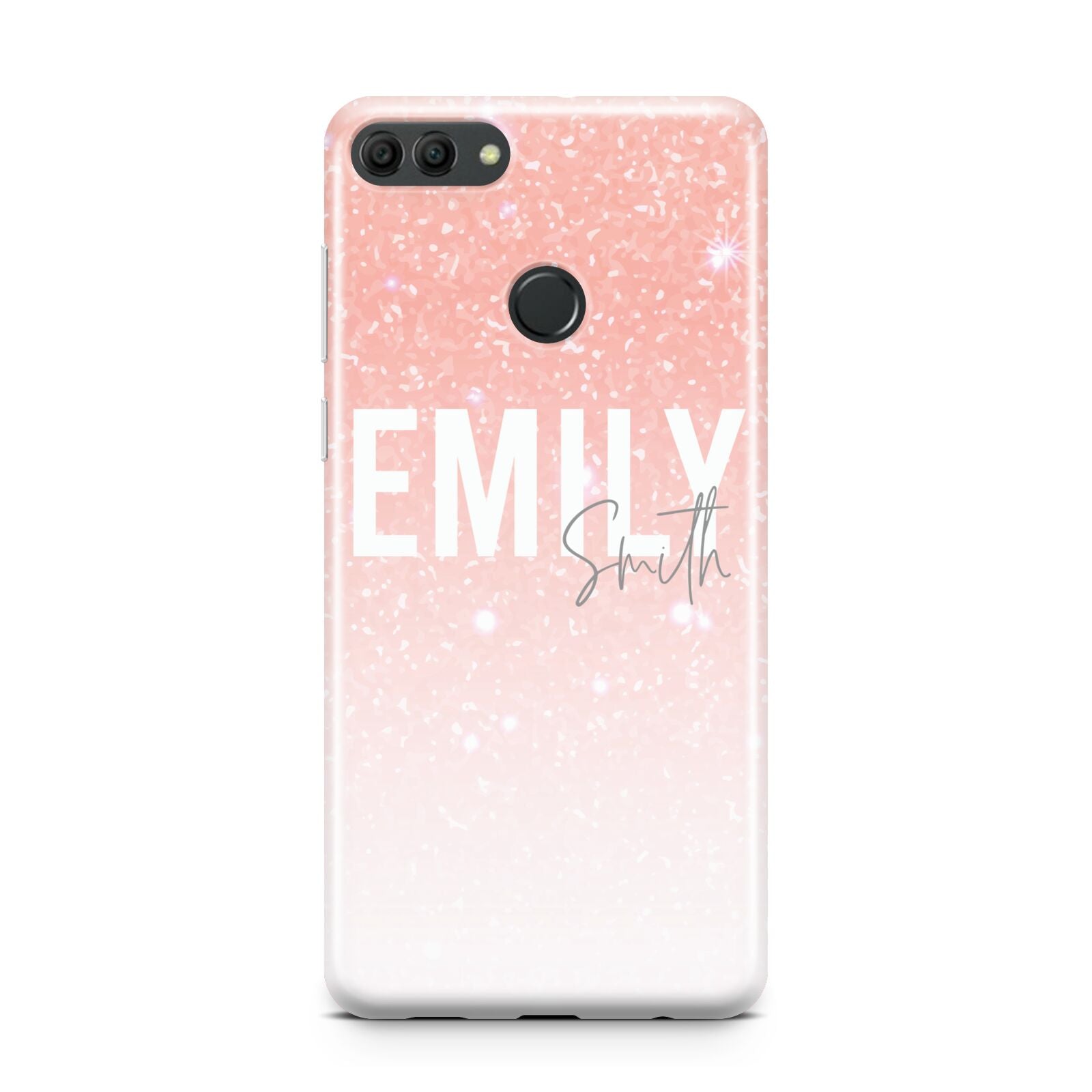 Personalised Pink Glitter Fade Text Huawei Y9 2018