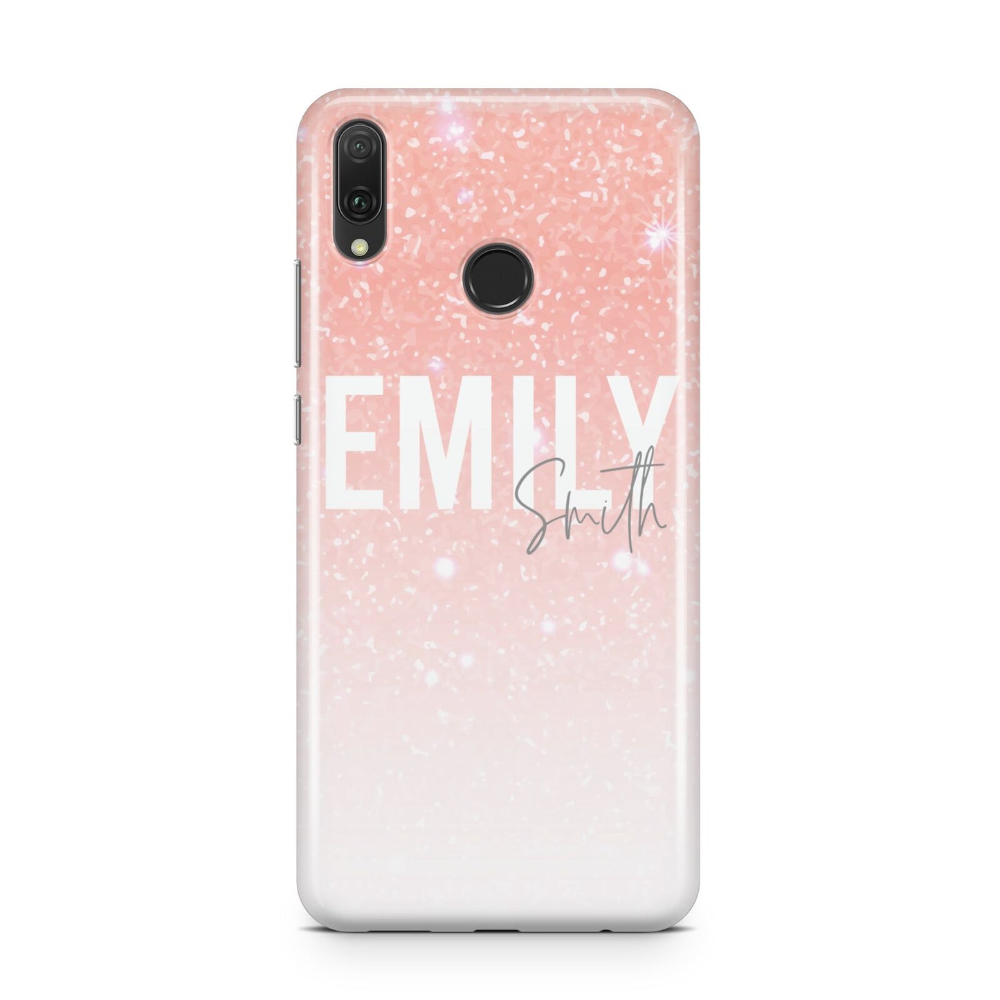 Personalised Pink Glitter Fade Text Huawei Y9 2019