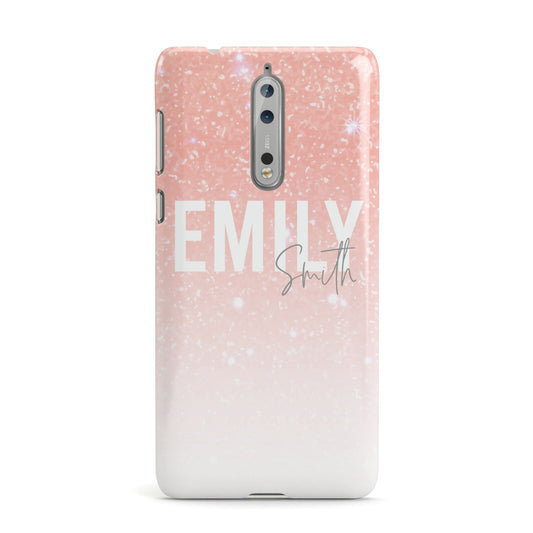 Personalised Pink Glitter Fade Text Nokia Case