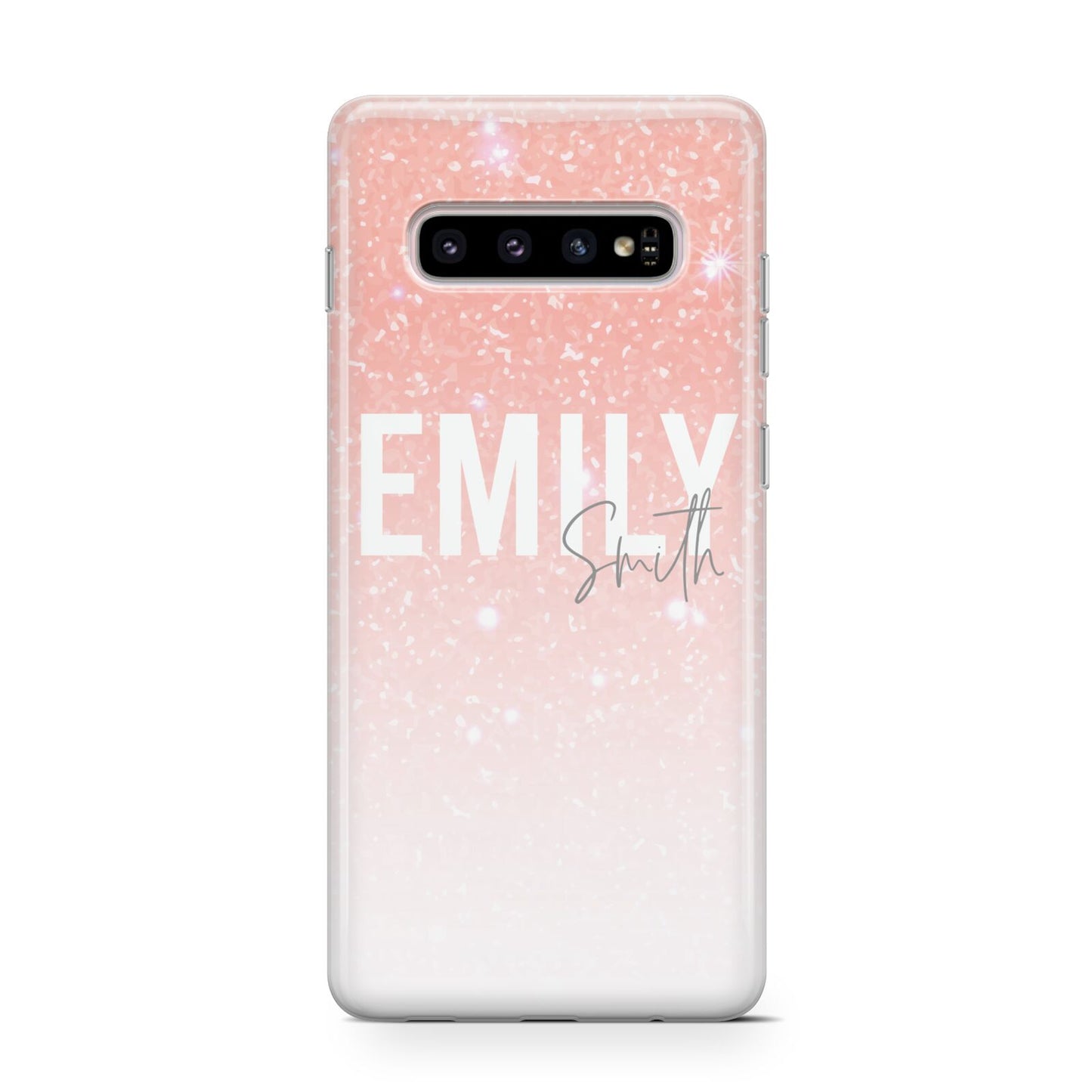 Personalised Pink Glitter Fade Text Protective Samsung Galaxy Case