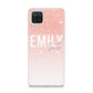 Personalised Pink Glitter Fade Text Samsung A12 Case