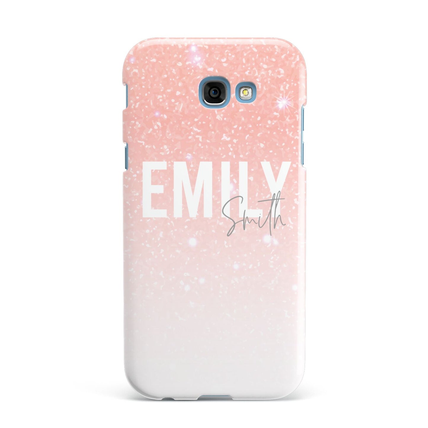 Personalised Pink Glitter Fade Text Samsung Galaxy A7 2017 Case