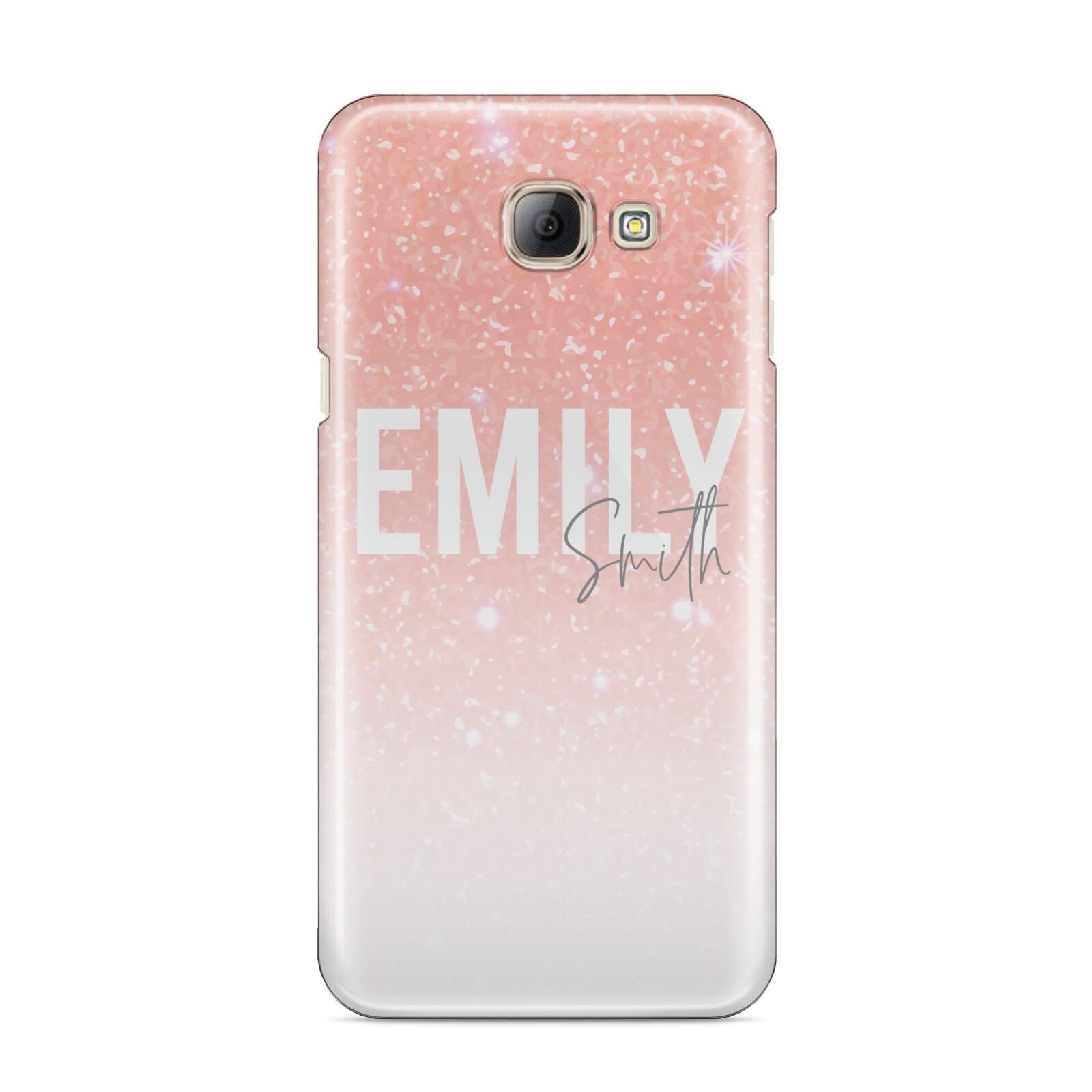 Personalised Pink Glitter Fade Text Samsung Galaxy A8 2016 Case