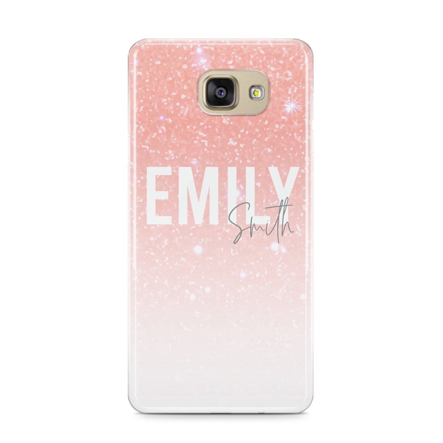 Personalised Pink Glitter Fade Text Samsung Galaxy A9 2016 Case on gold phone