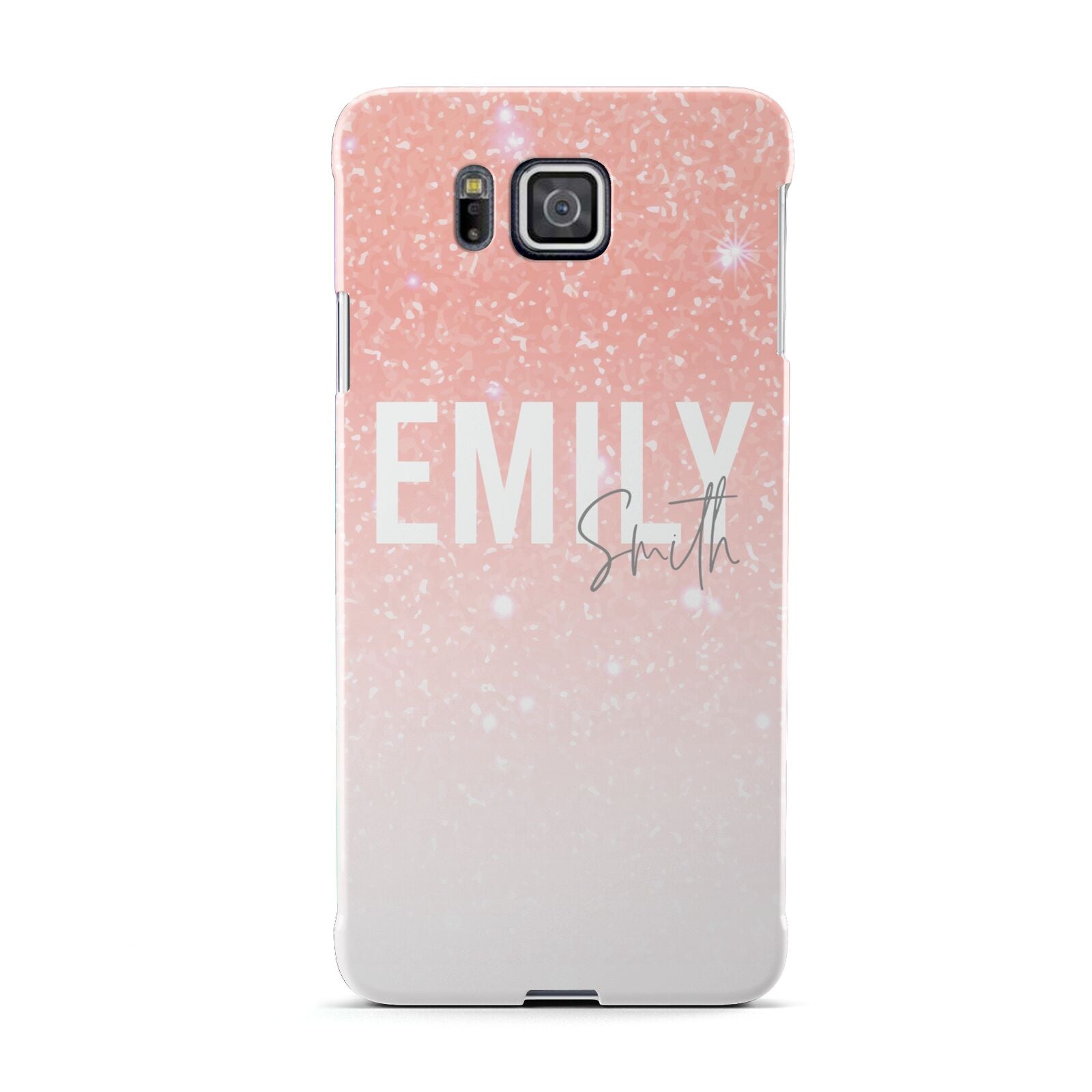 Personalised Pink Glitter Fade Text Samsung Galaxy Alpha Case