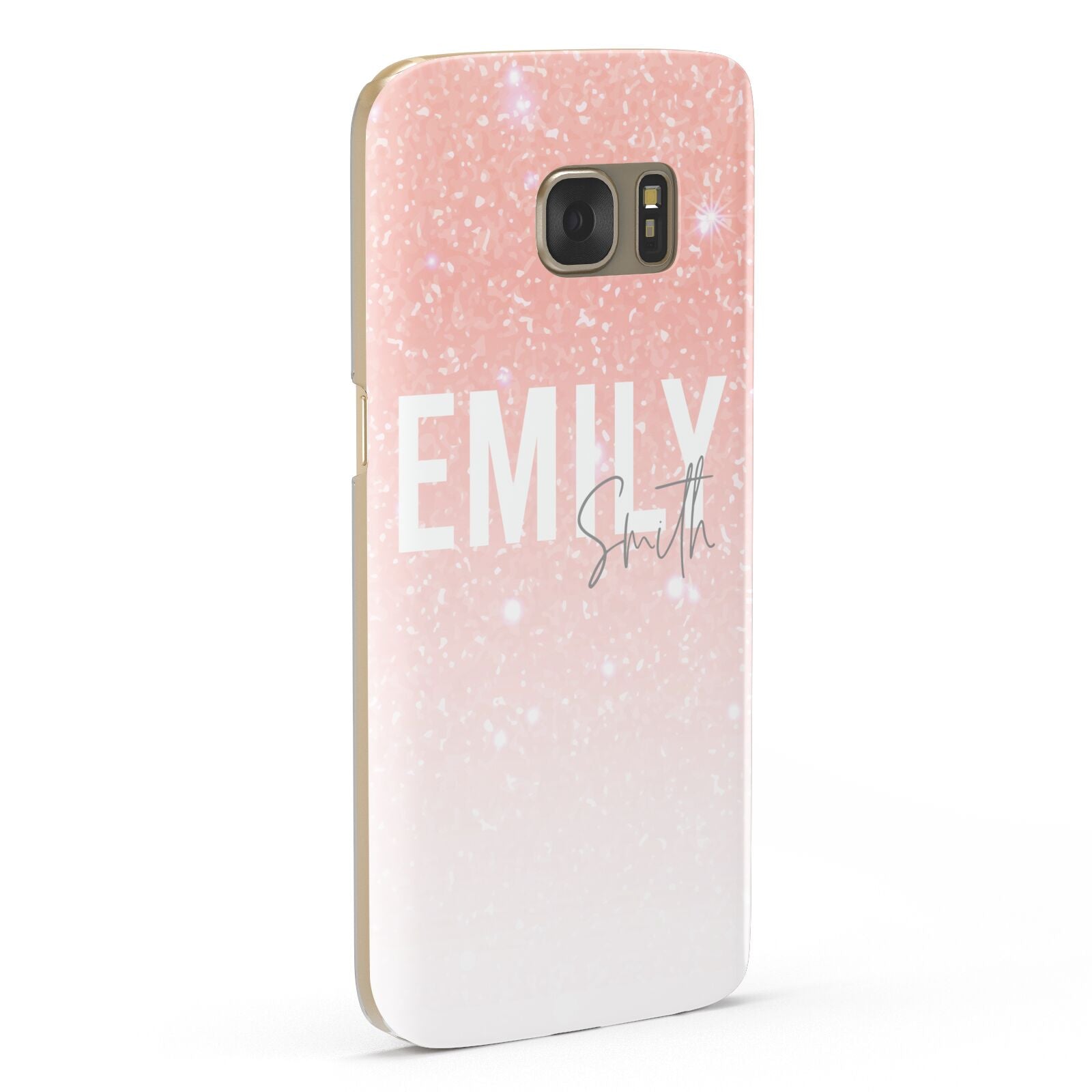 Personalised Pink Glitter Fade Text Samsung Galaxy Case Fourty Five Degrees