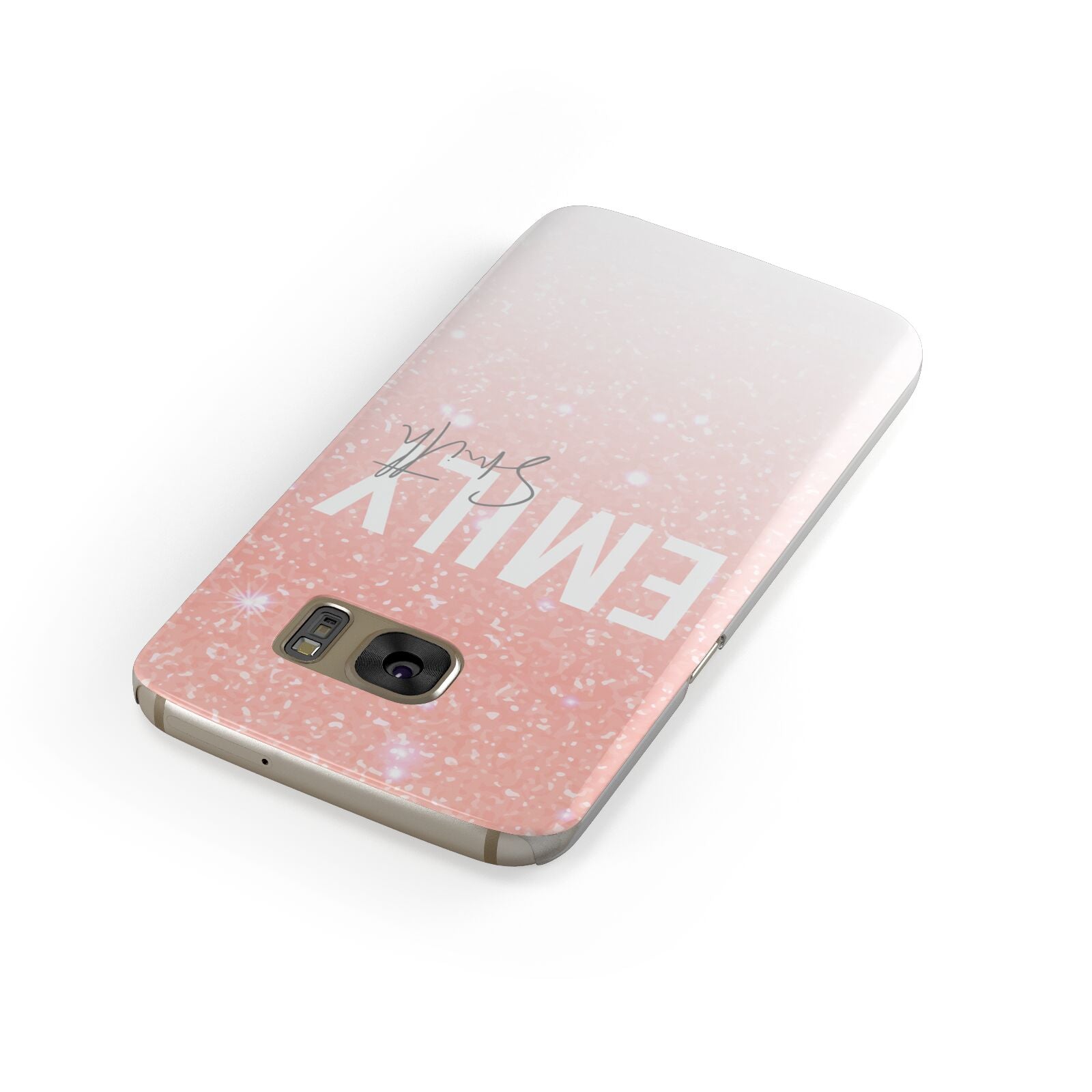 Personalised Pink Glitter Fade Text Samsung Galaxy Case Front Close Up