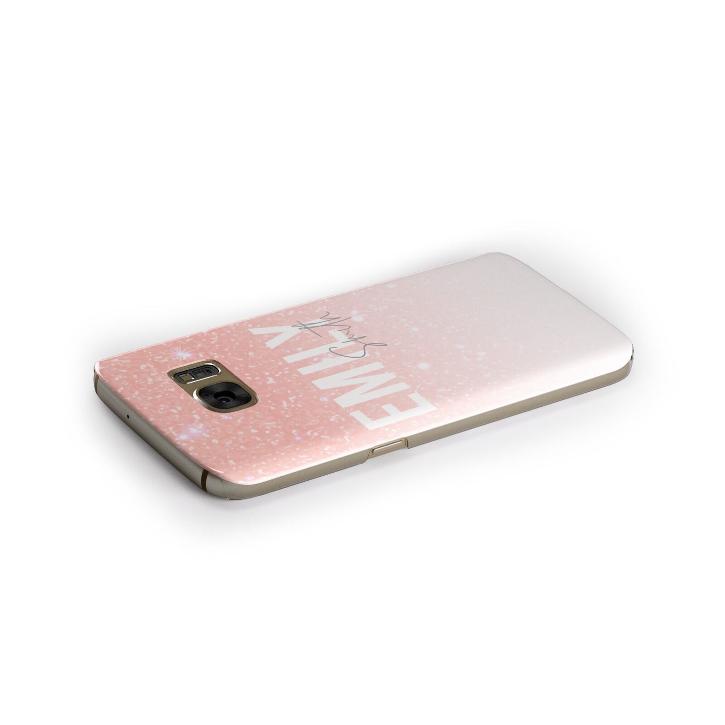 Personalised Pink Glitter Fade Text Samsung Galaxy Case Side Close Up