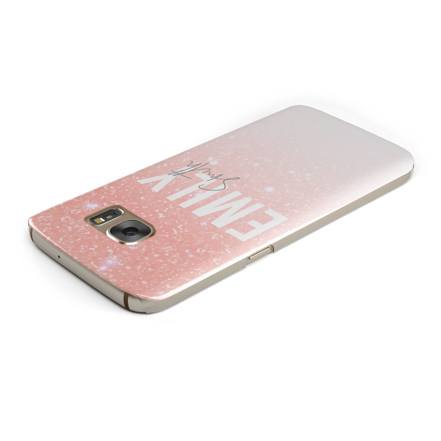 Personalised Pink Glitter Fade Text Samsung Galaxy Case Top Cutout