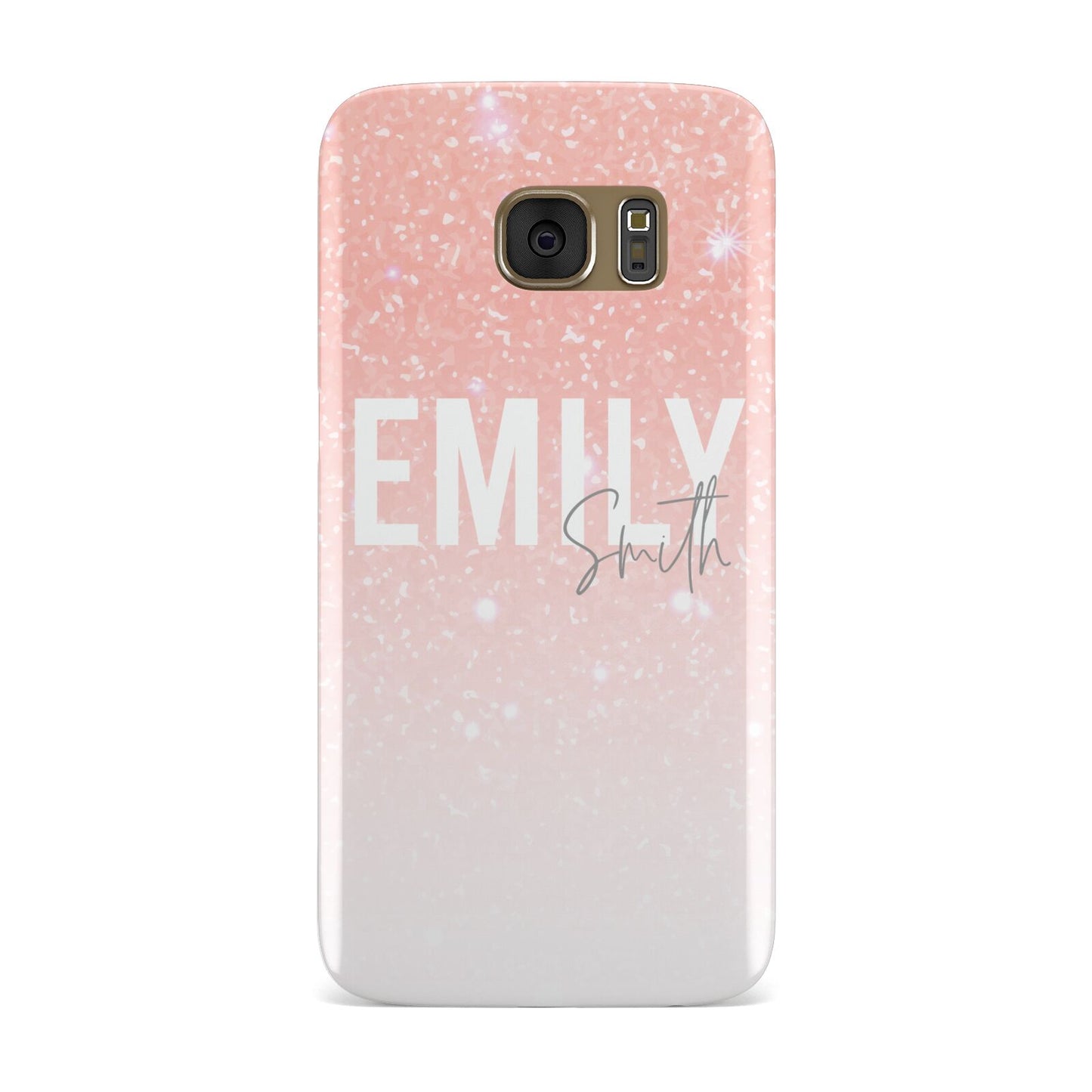 Personalised Pink Glitter Fade Text Samsung Galaxy Case