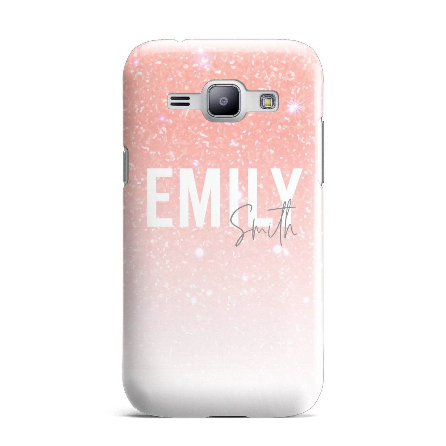 Personalised Pink Glitter Fade Text Samsung Galaxy J1 2015 Case