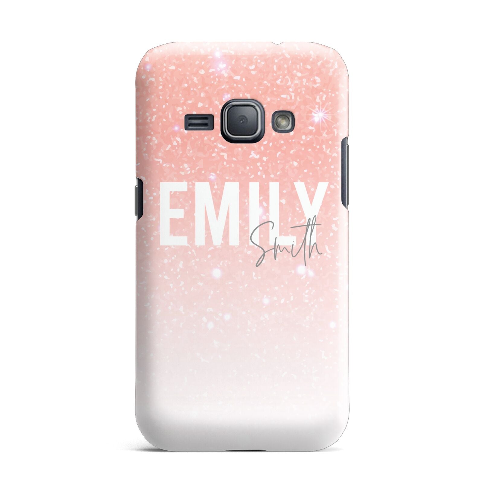 Personalised Pink Glitter Fade Text Samsung Galaxy J1 2016 Case